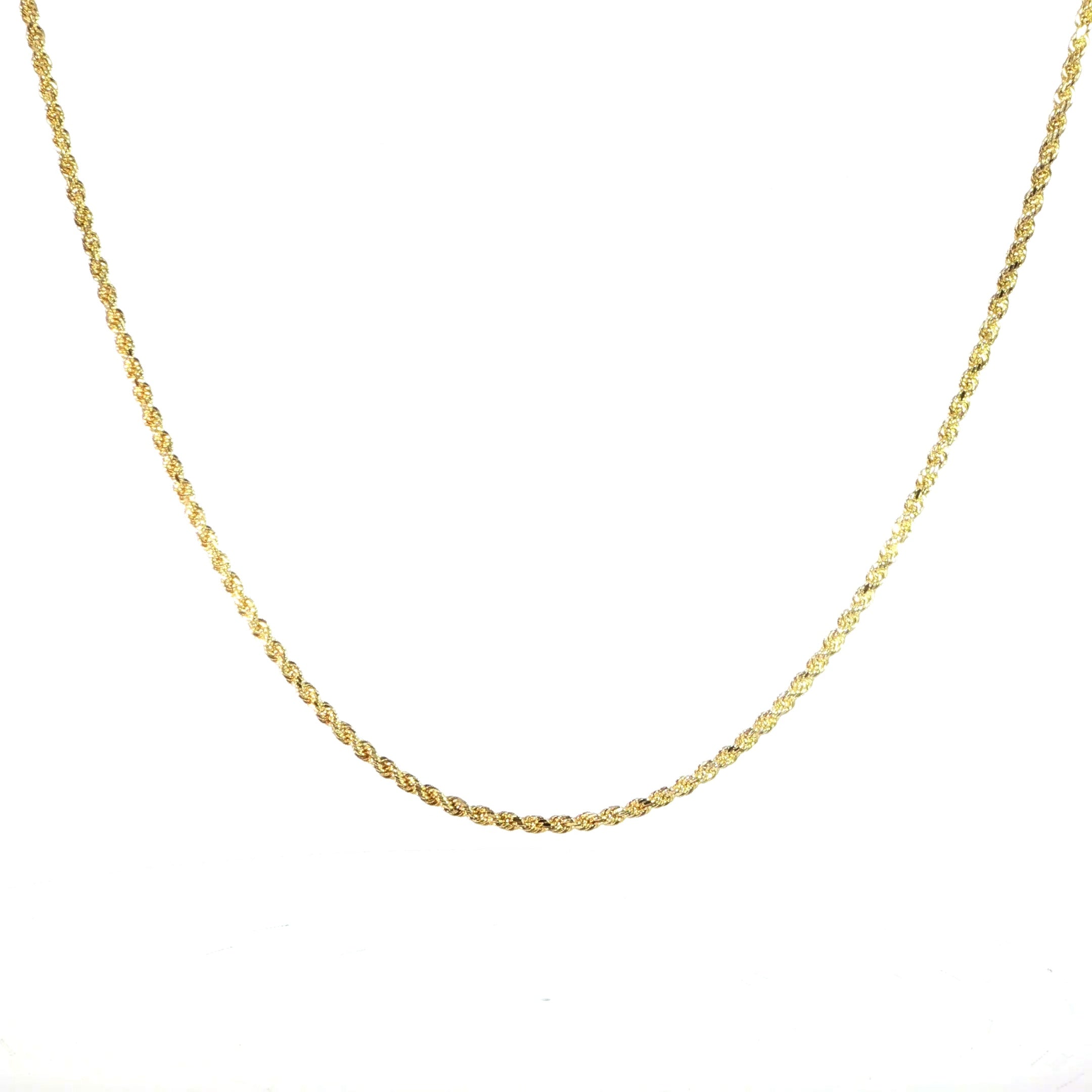 Front 10K Yellow Gold Solid Diamond Cut Rope Chain