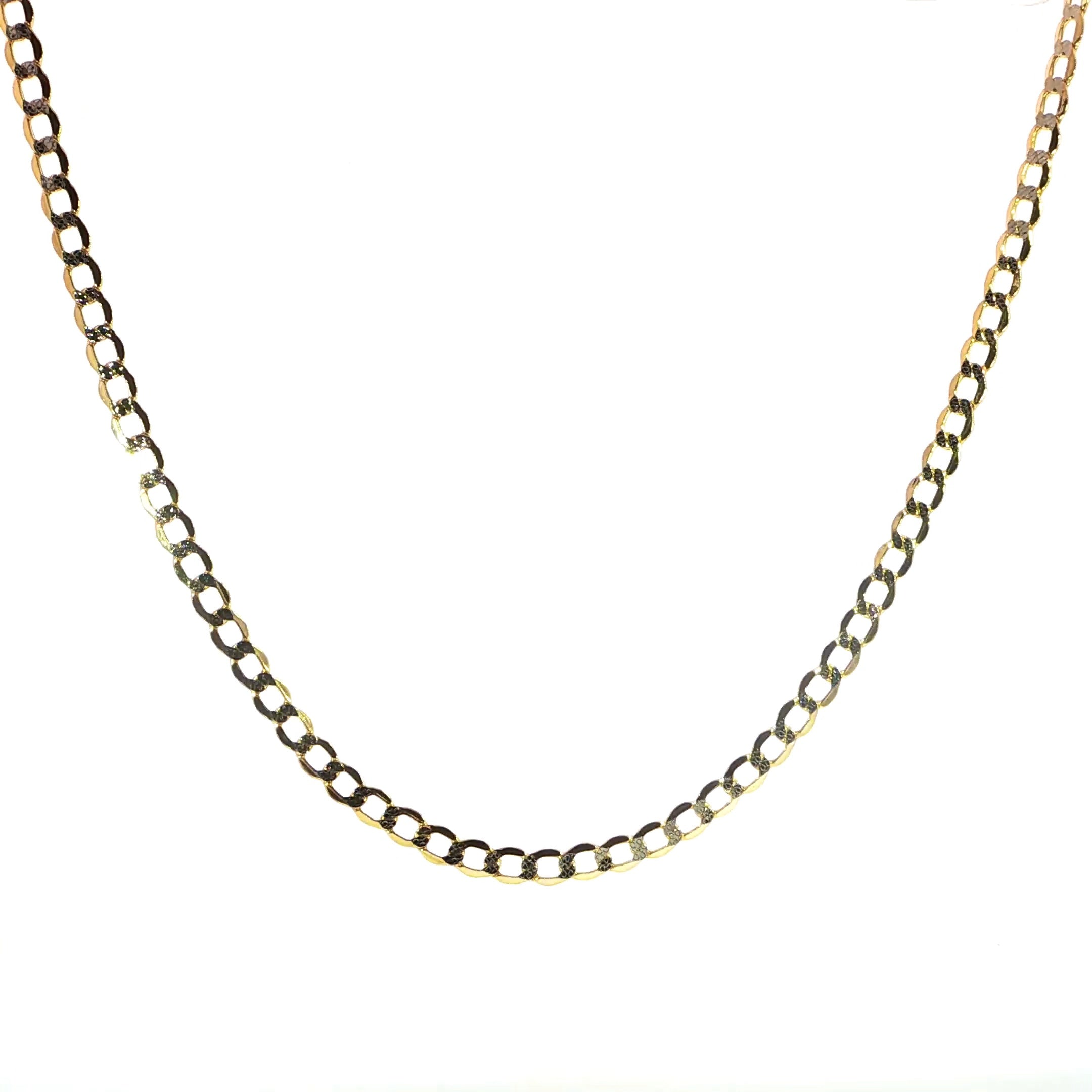 14K Yellow Gold 4.5MM Diamond-Cut Hollow Curb Chain Necklace