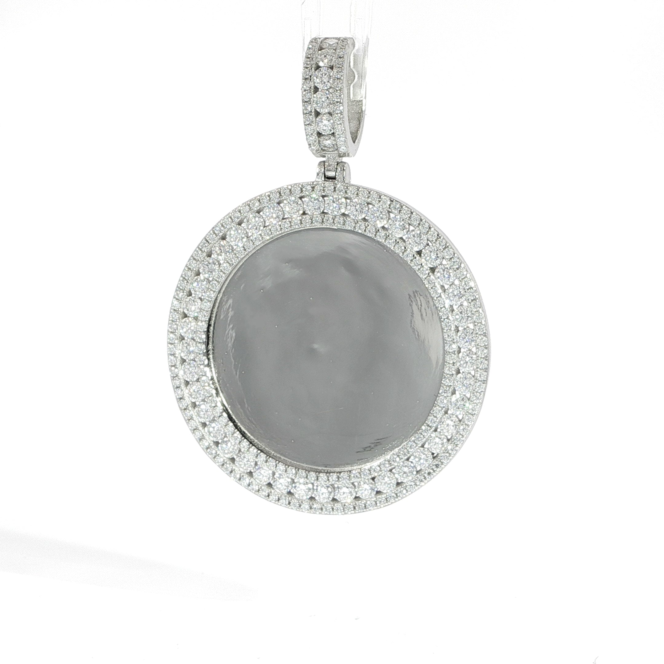 Premium sterling silver round picture frame pendant for personalized photos