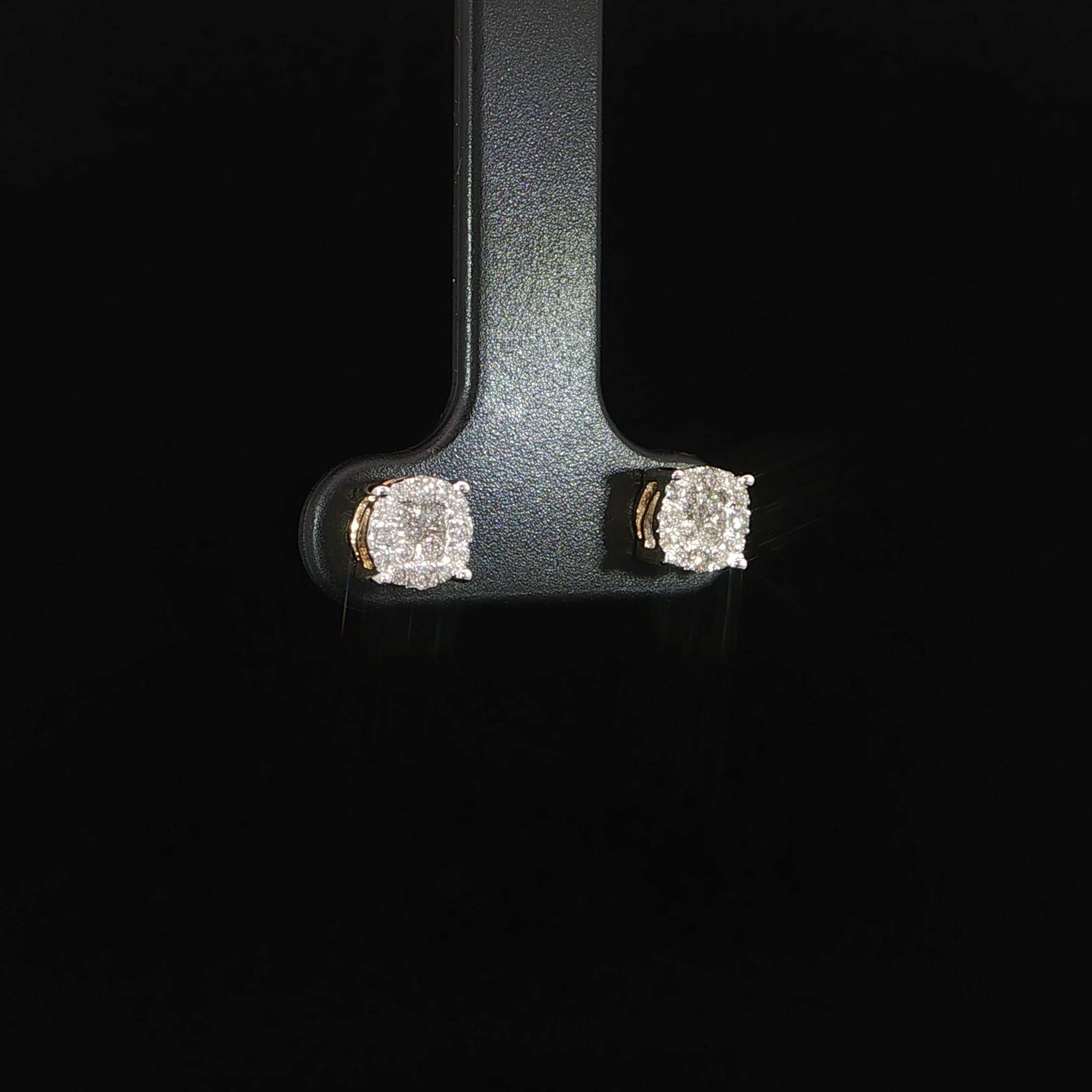 10K Yellow Gold Cluster Diamond Earrings