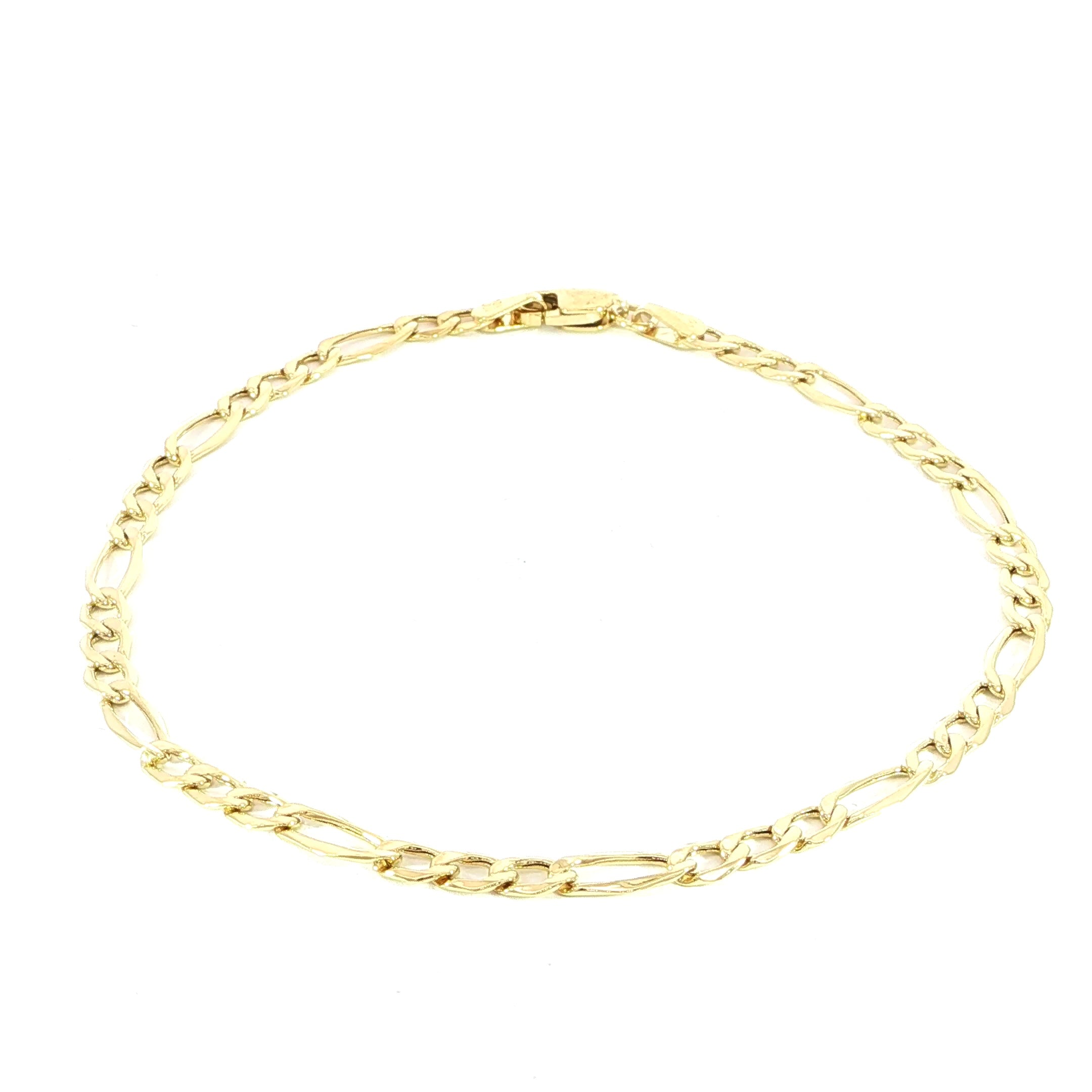 10K Yellow Gold Figaro Bracelet - 3.8MM