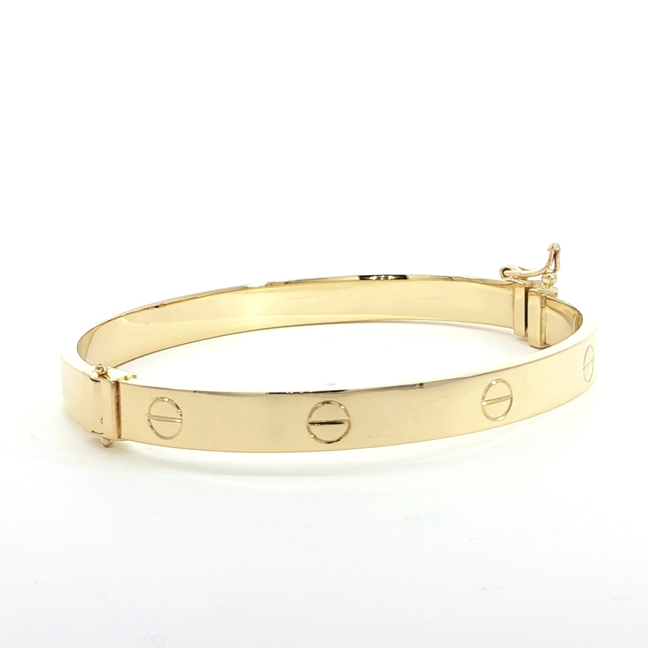14K Gold Nail Bangle Bracelet