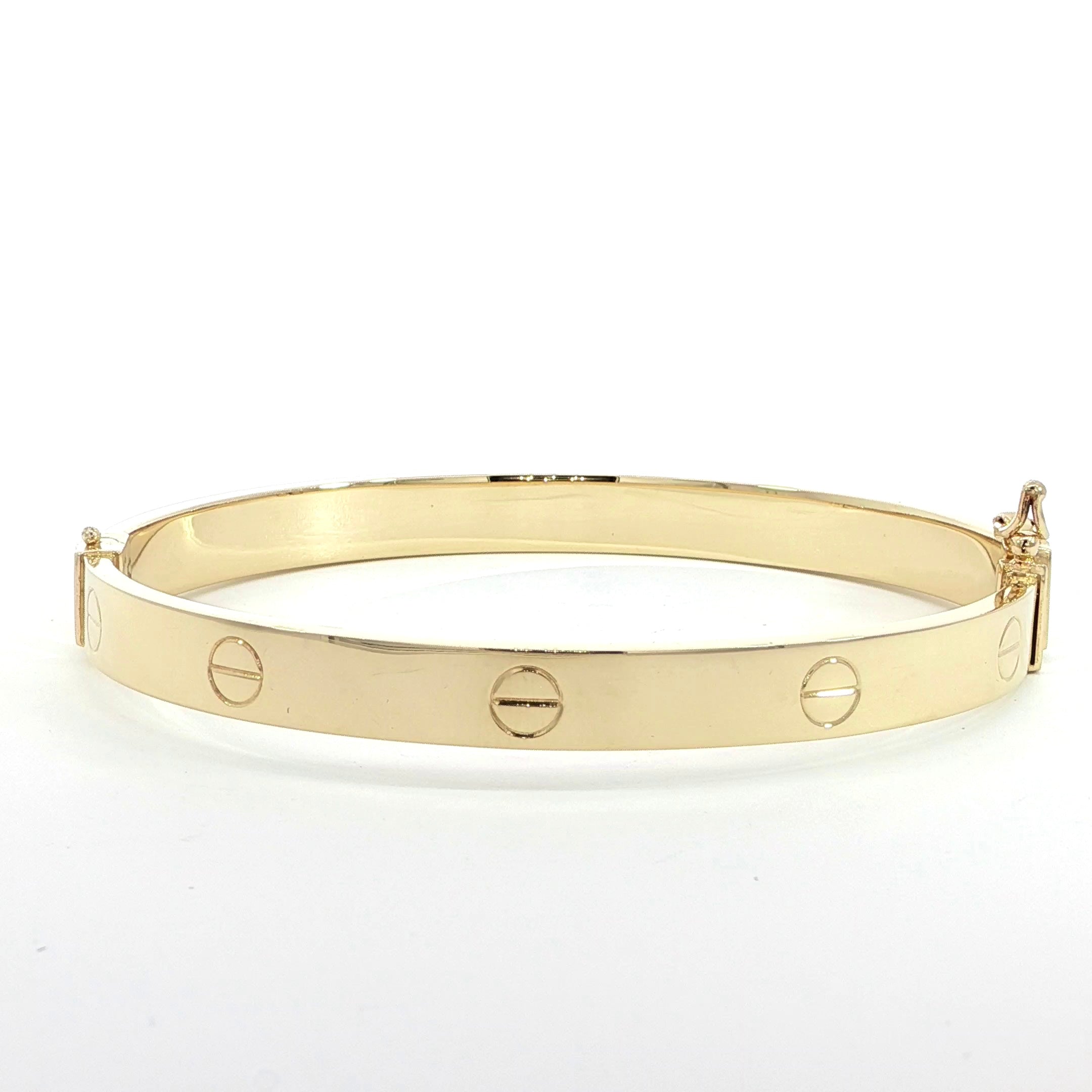 14K Gold Nail Bangle Bracelet