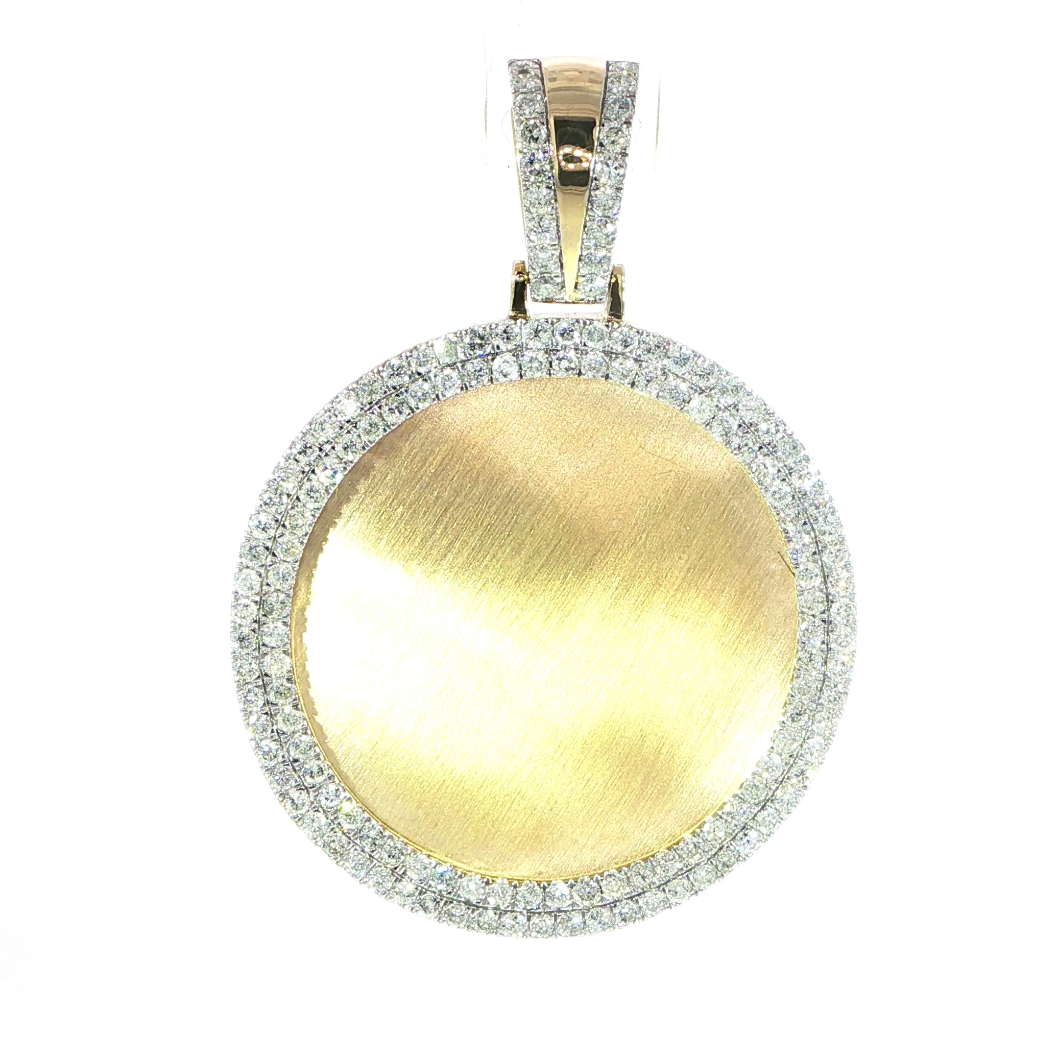 10K Gold Picture Frame Pendant with Natural Diamonds  - 2