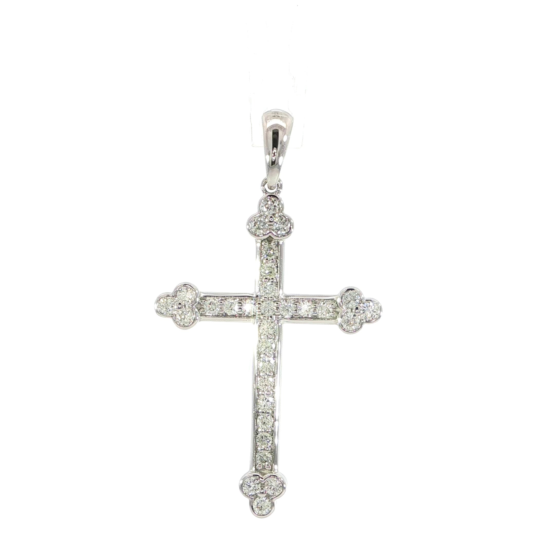 10K Yellow Gold Diamond Cross Pendant  - 2