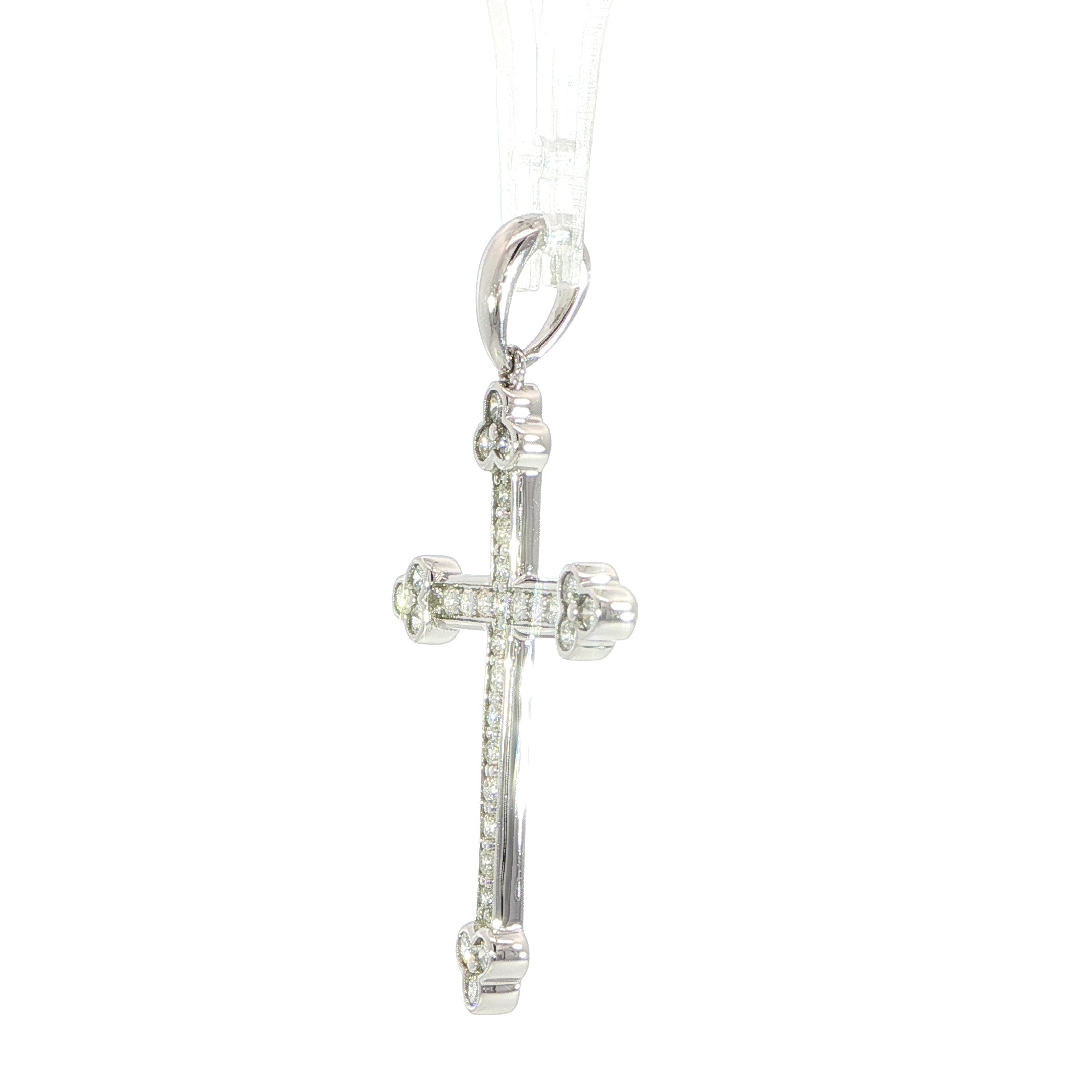 10K Yellow Gold Diamond Cross Pendant  - 2
