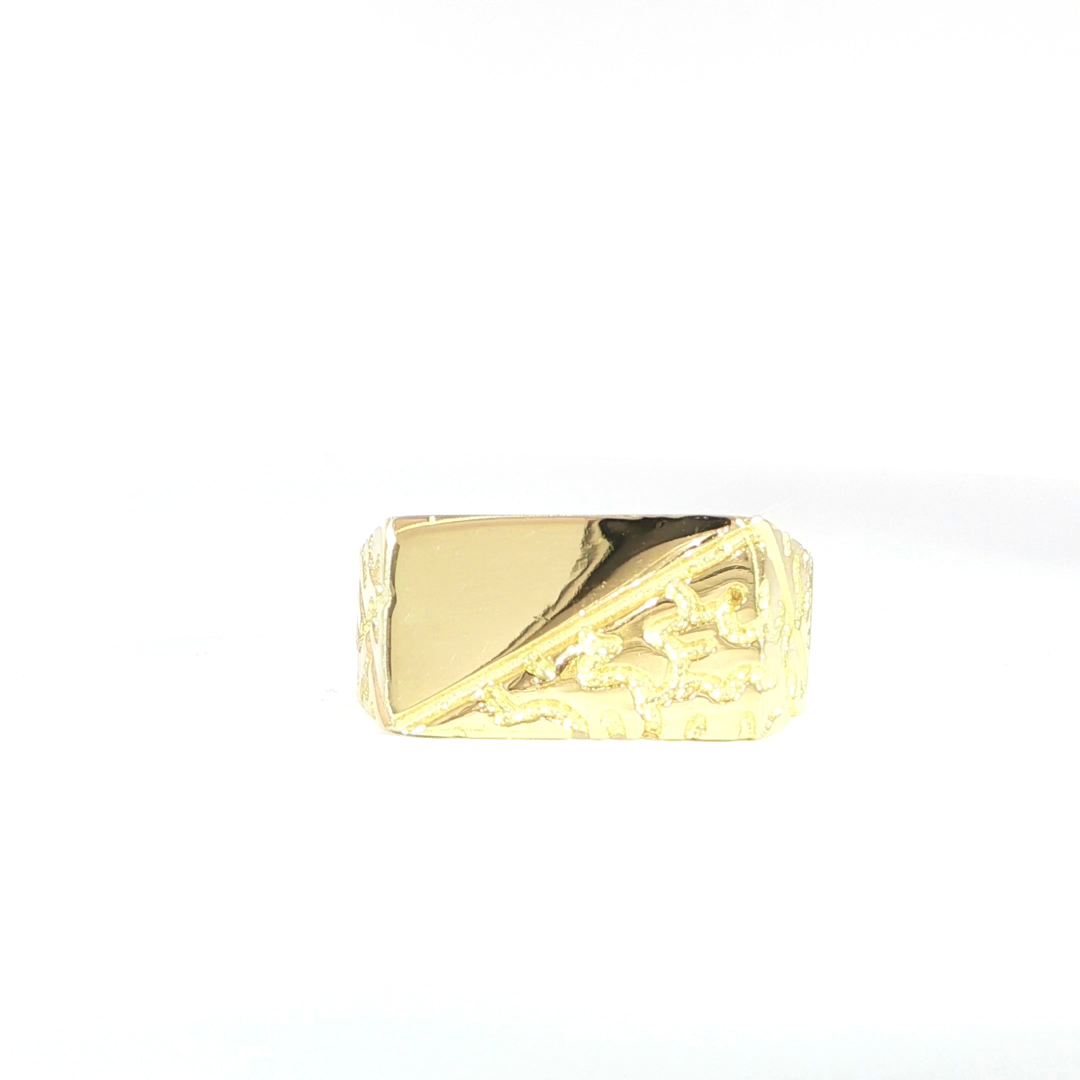 14K Yellow Gold Nugget Men’s Ring - 10.1MM