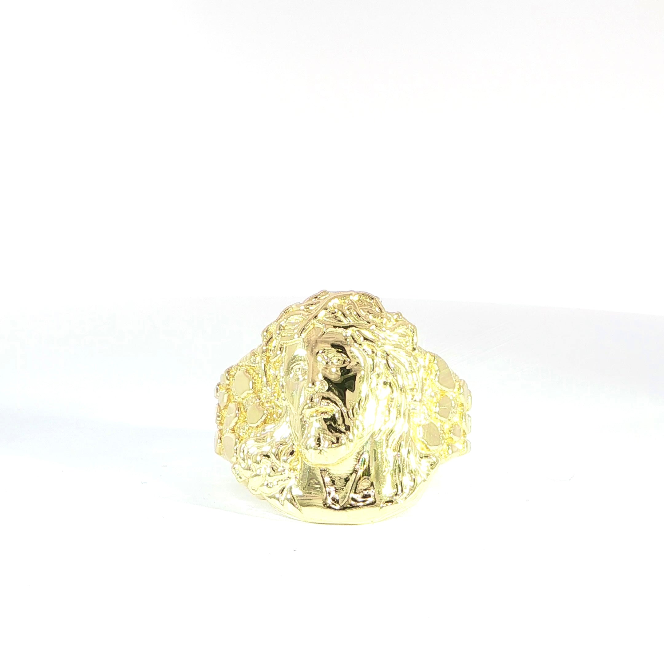 14K Gold Jesus Face Ring