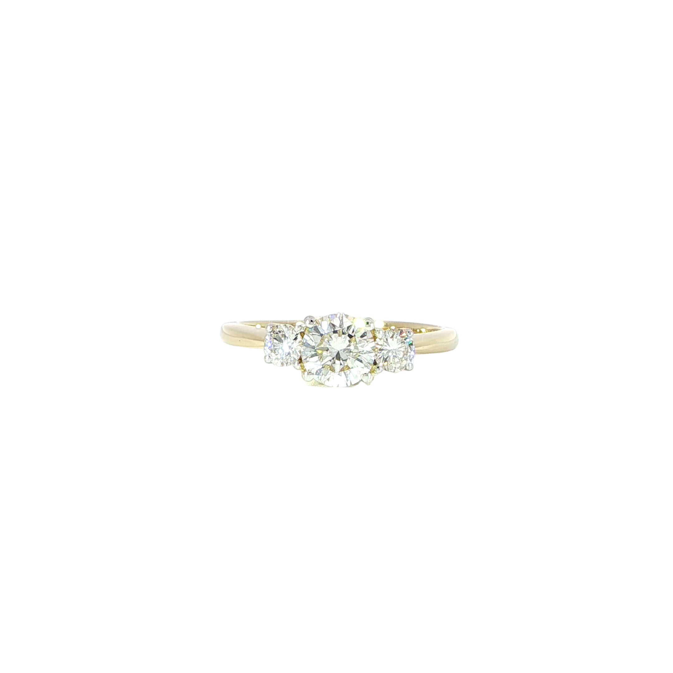 14K Gold Three-Stone Diamond Ring