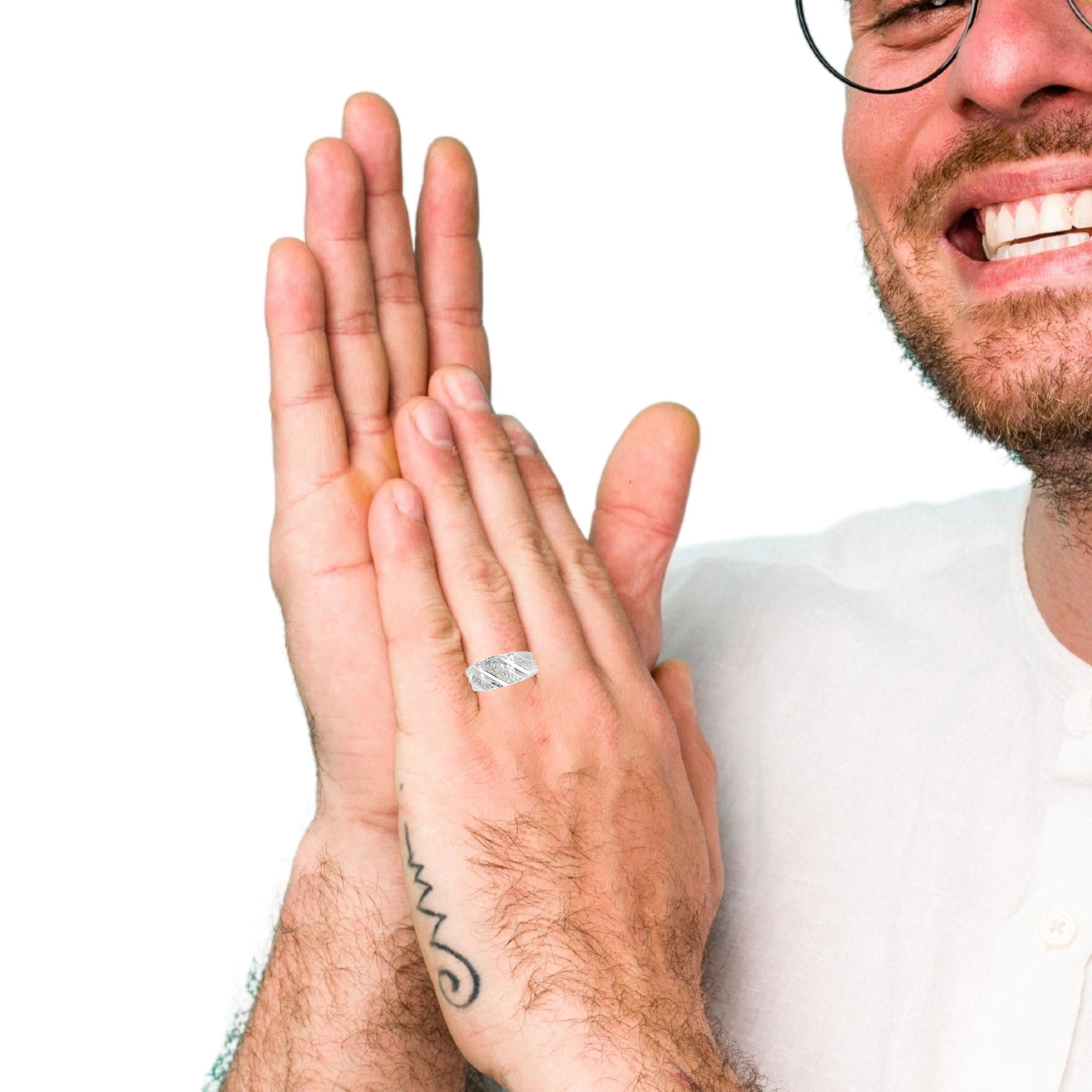 10K White Gold Natural Diamond Band Ring