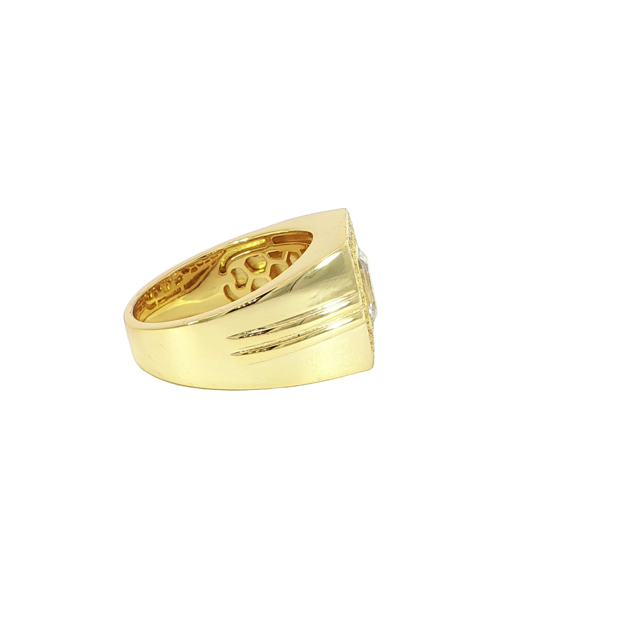Men's Sterling Silver Emerald Statement Ring Side