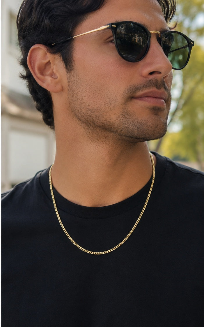 Polished 10K Yellow Gold Miami Cuban Chain