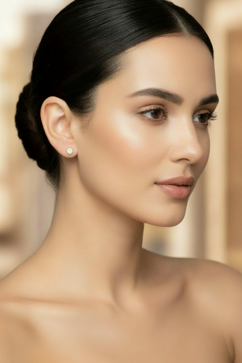 Classic 10K yellow gold diamond cluster stud earrings for everyday wear
