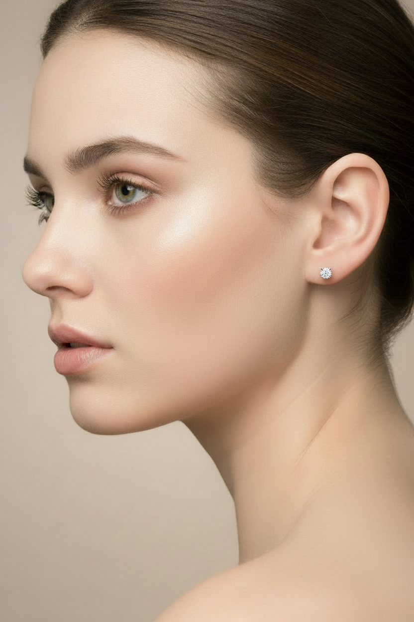 Small round diamond cluster stud earrings in 10K yellow gold