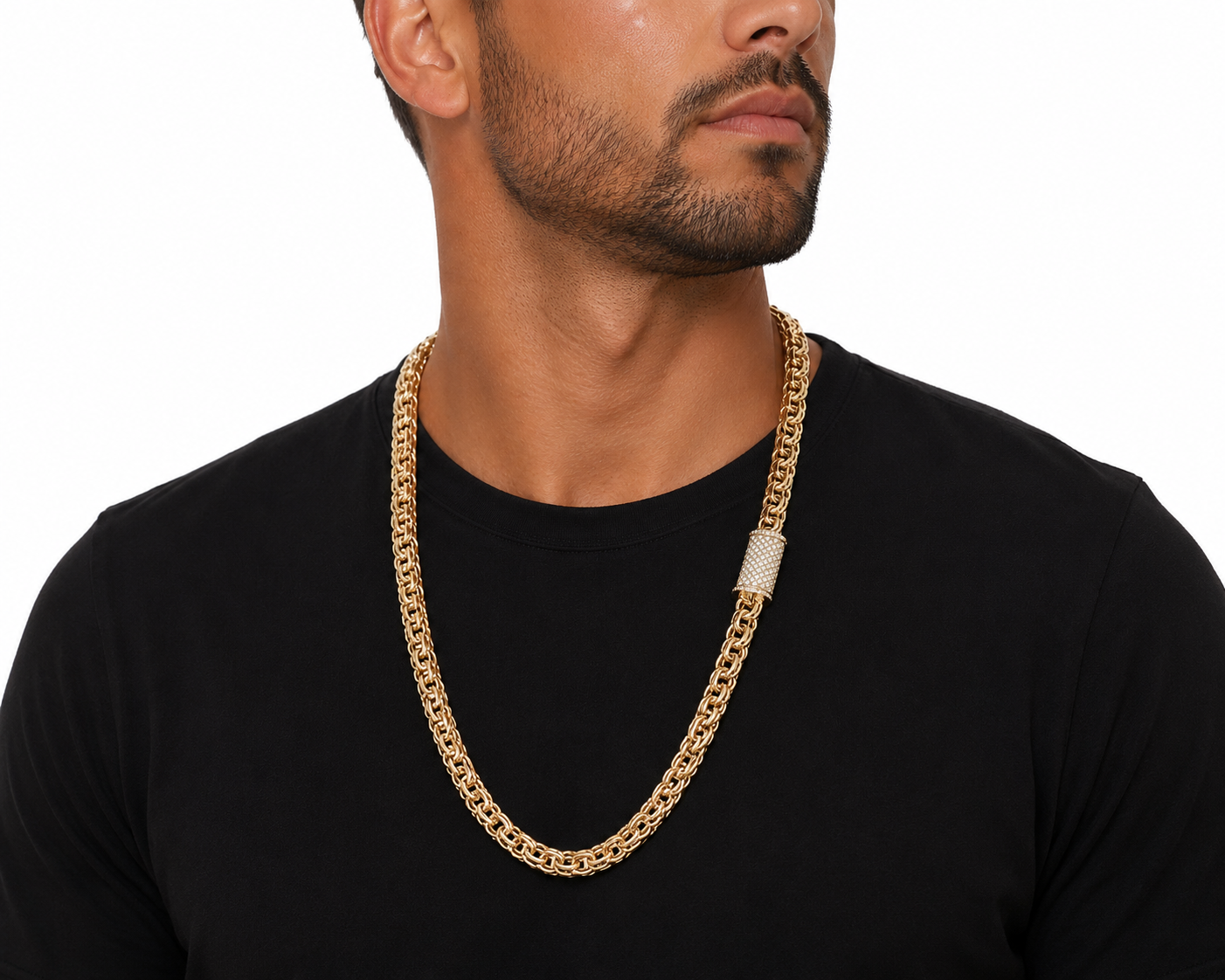 Luxury 10MM Byzantine Chain with Pavé Lab-Grown Diamond Clasp