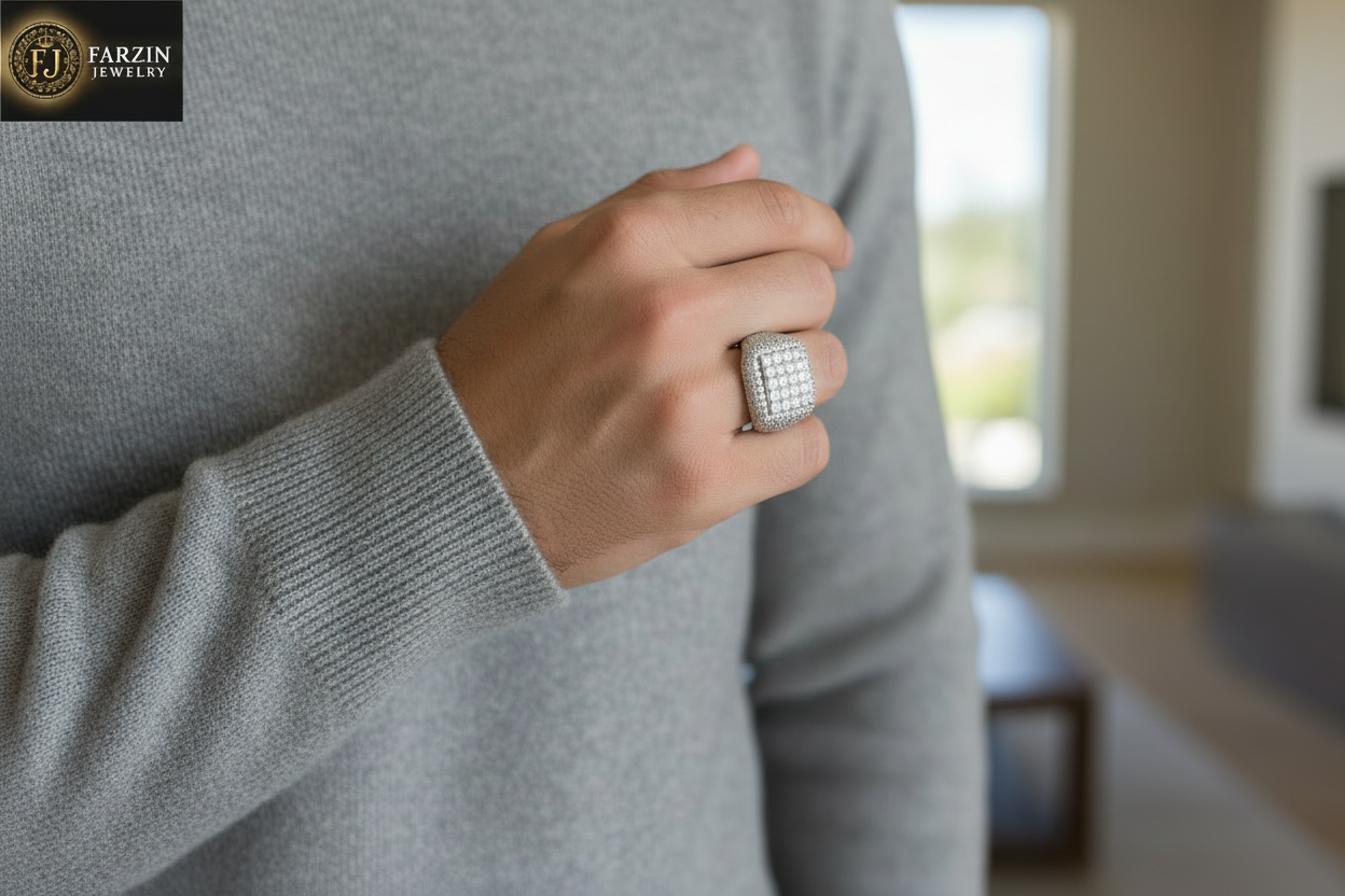 Large square moissanite ring with 19mm top