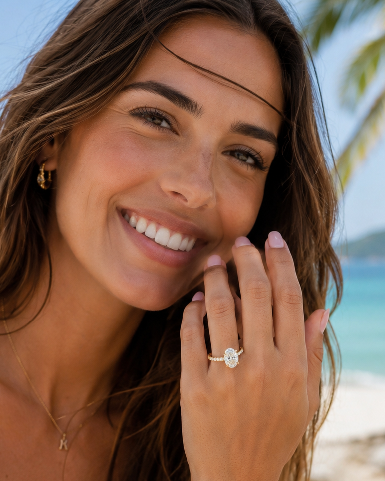 Timeless oval engagement ring crafted in 14K gold