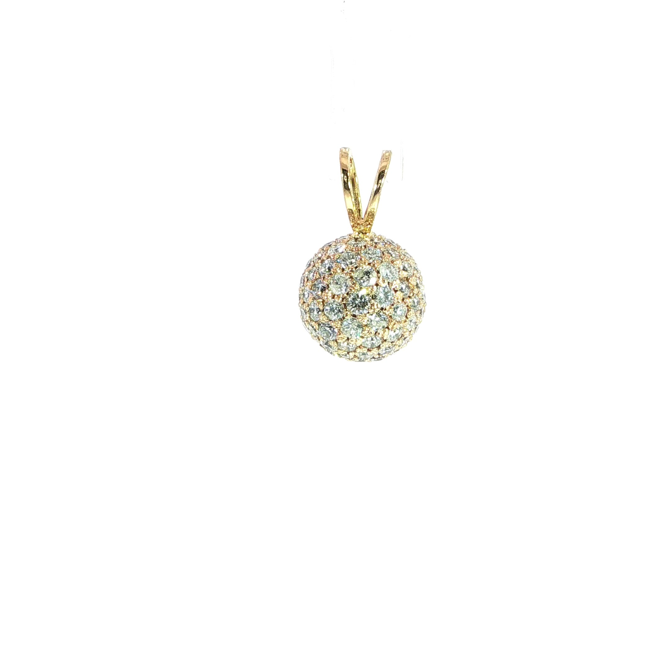 14K Yellow Gold Diamond Ball Pendant – 2.00ctw