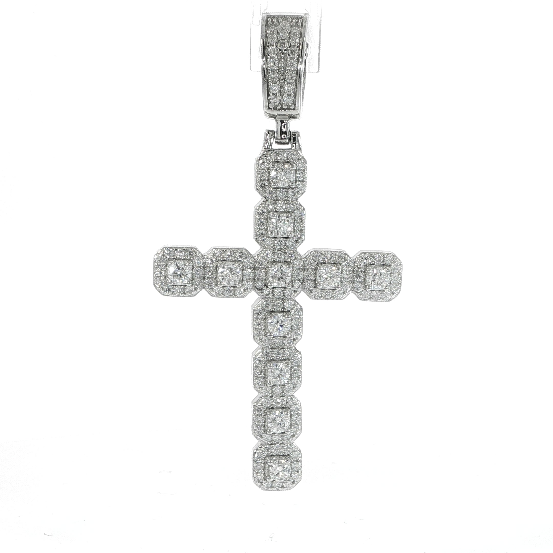 Sterling Silver Iced Out Cross Pendant – VVS Moissanite 1.6 CTW