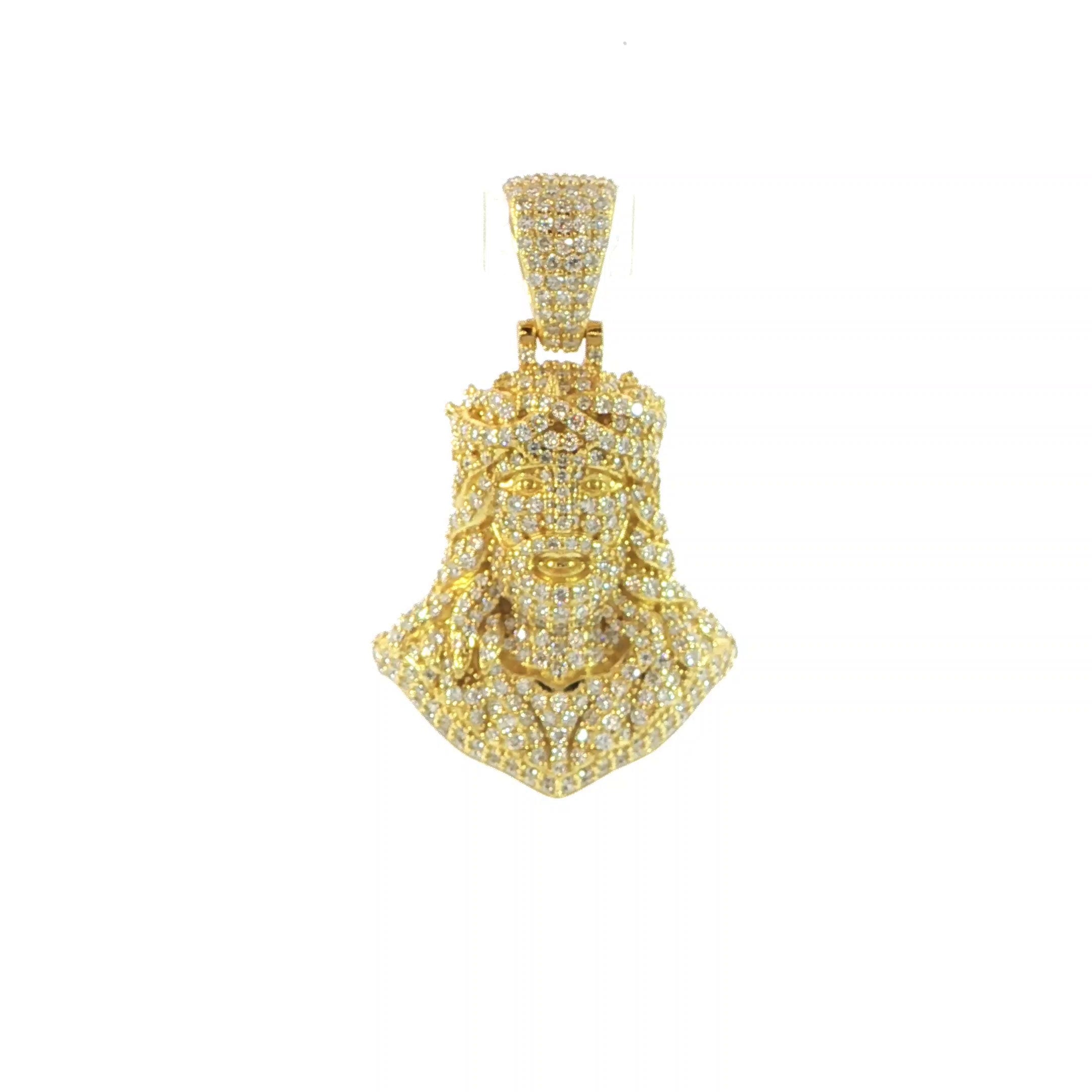 Sterling Silver Jesus Face with Crown Pendant – VVS Moissanite 2.4 CTW