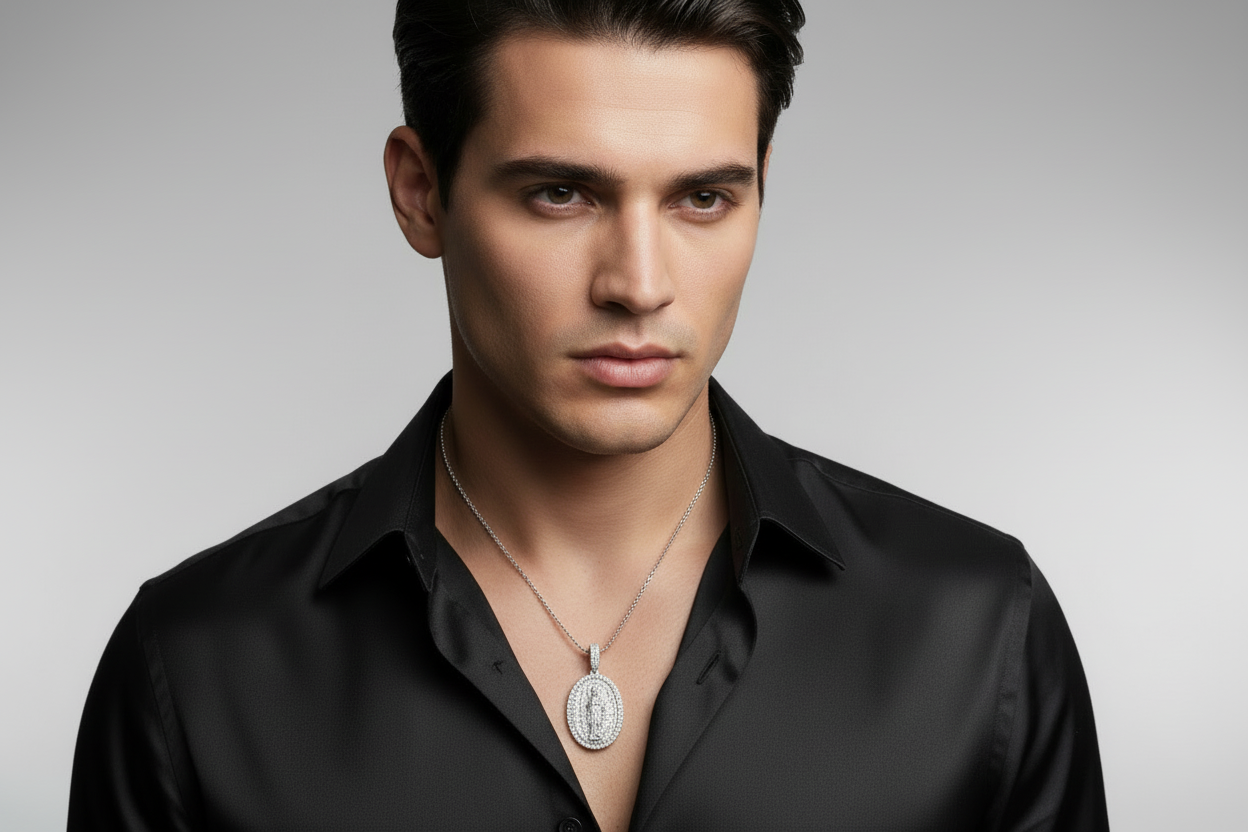 Sterling Silver Saint Jude Pendant – VVS Moissanite 5.8 CTW