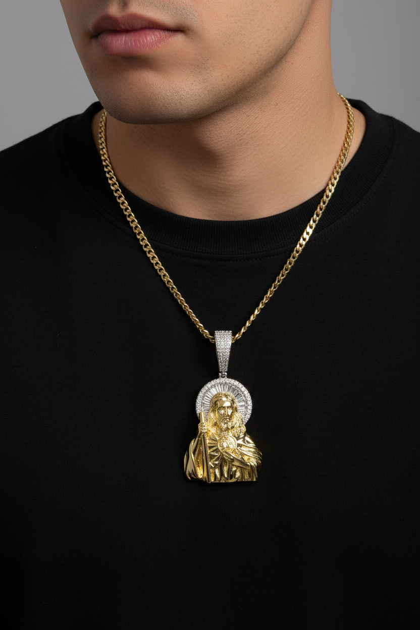 Sterling Silver Jesus Piece Pendant – VVS Moissanite 3 CTW