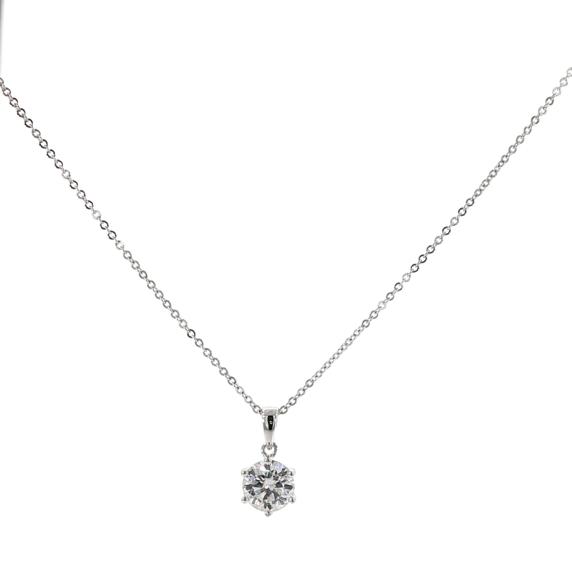Sterling Silver 2CT Solitaire Necklace - VVS Moissanite