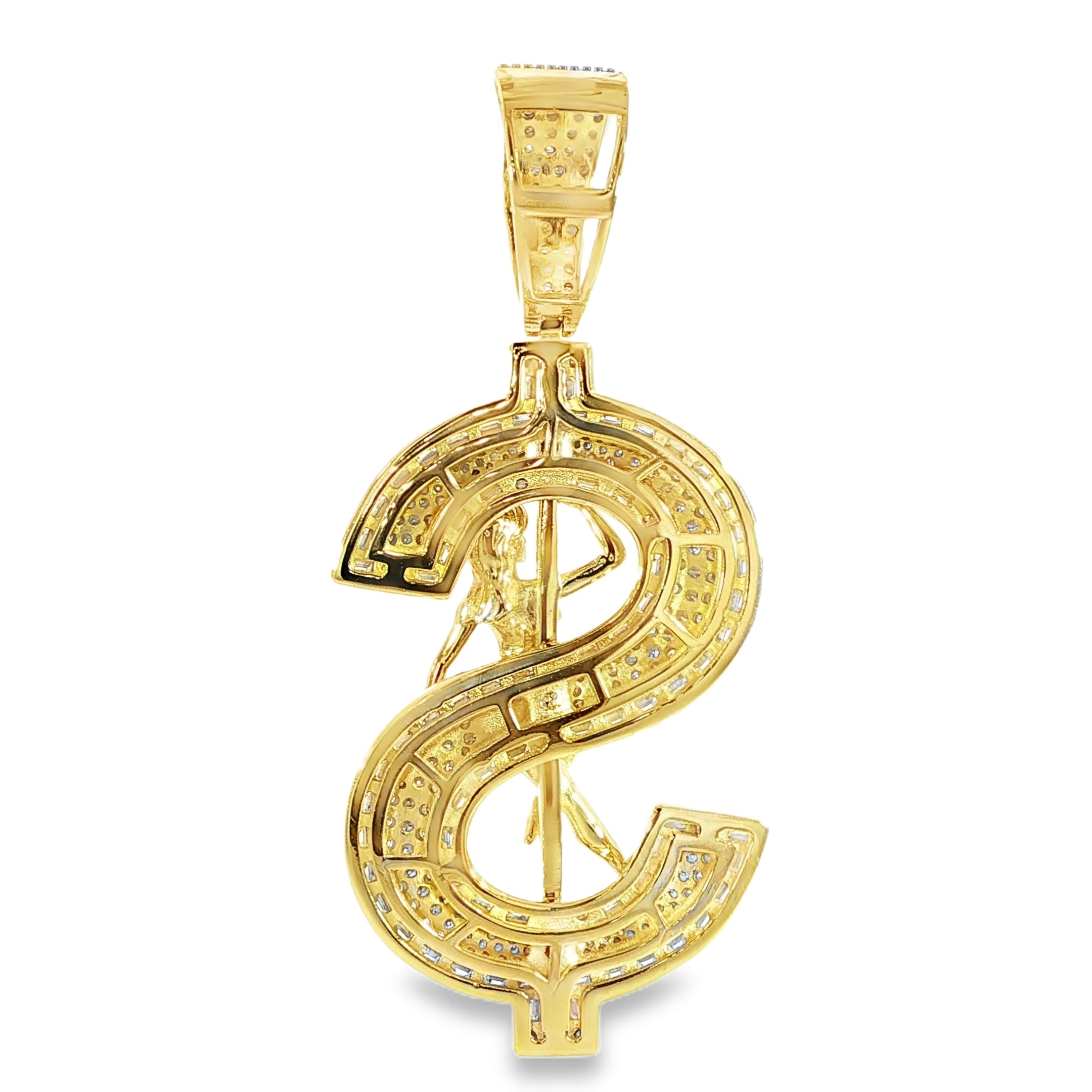 Sterling Silver Dancer With Dollar Sign Pendant – VVS Moissanite 6.7 CTW