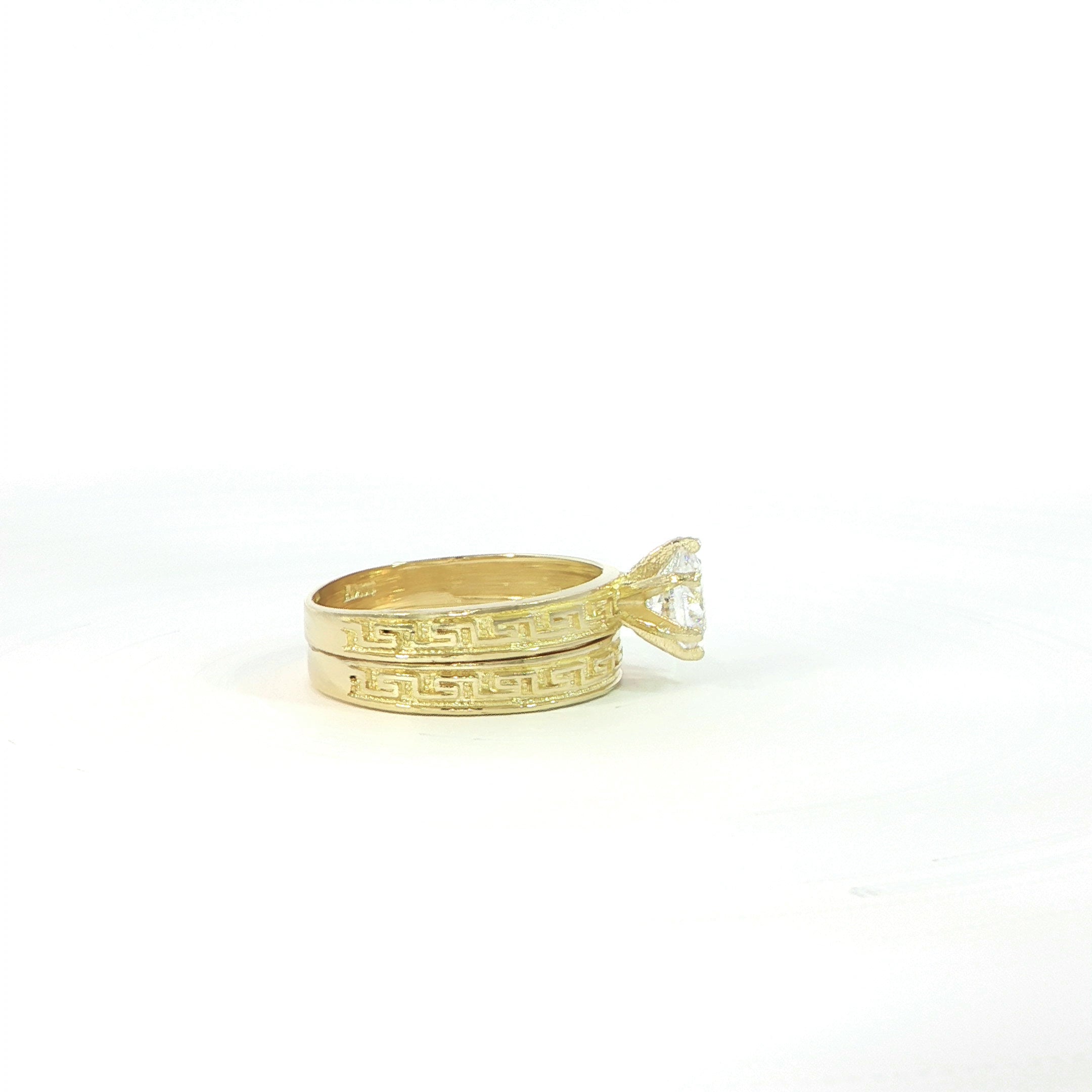 10K Yellow Gold Engagement Ring with Matching Band