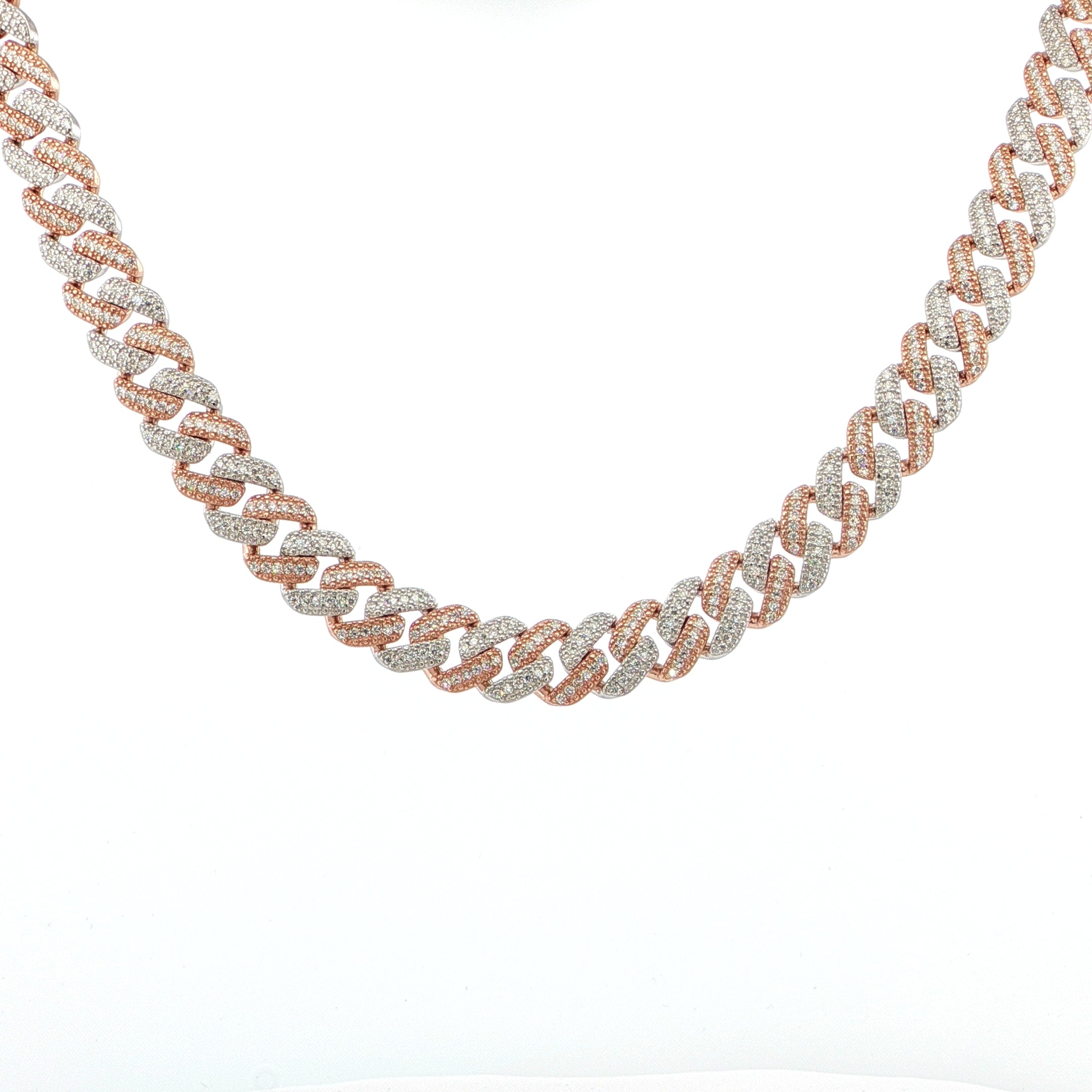 Sterling Silver Solid Miami Cuban Chain – VVS Moissanite – 12MM
