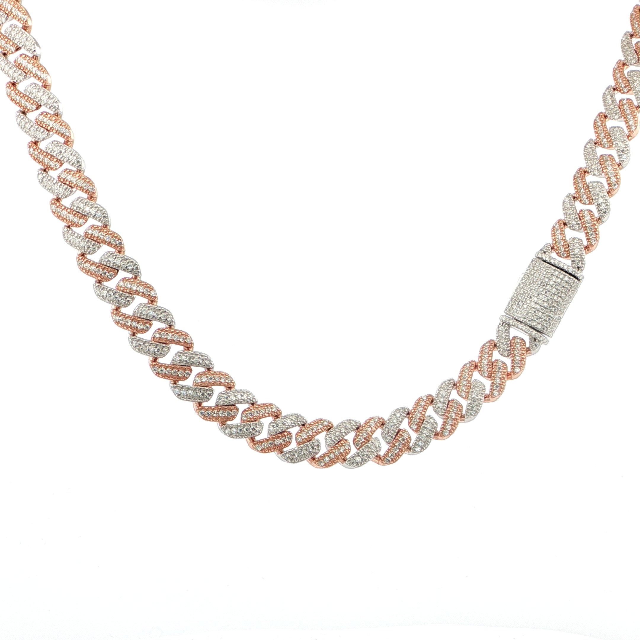 Sterling Silver Solid Miami Cuban Chain – VVS Moissanite – 12MM