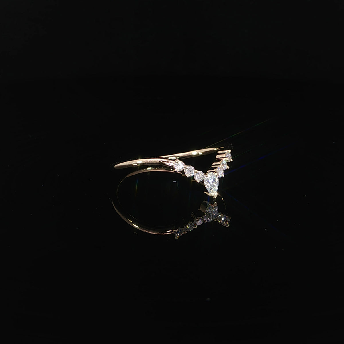14K Gold Stackable V-Shaped Band – 0.18 CTW