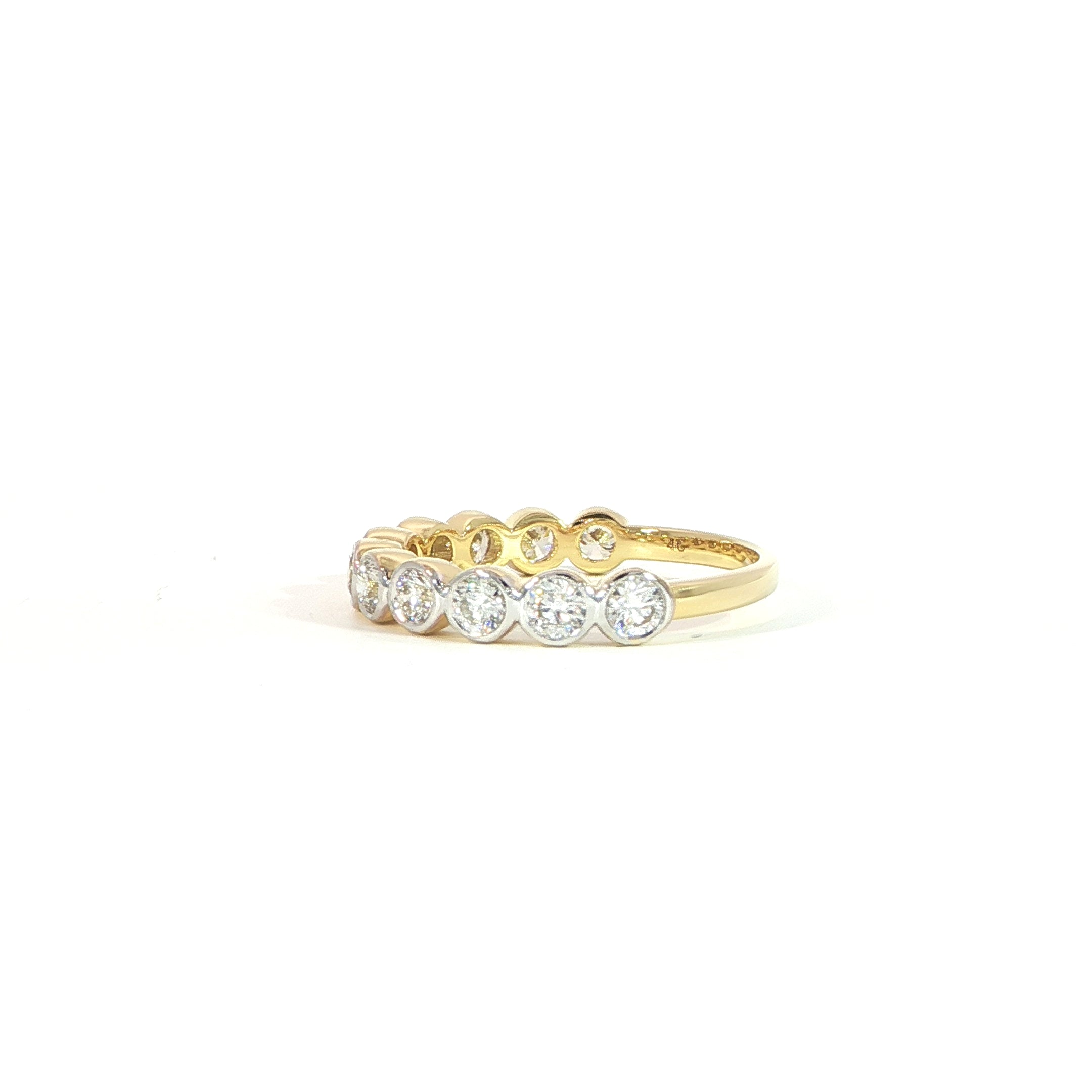 14K Diamond Round Bezel Band