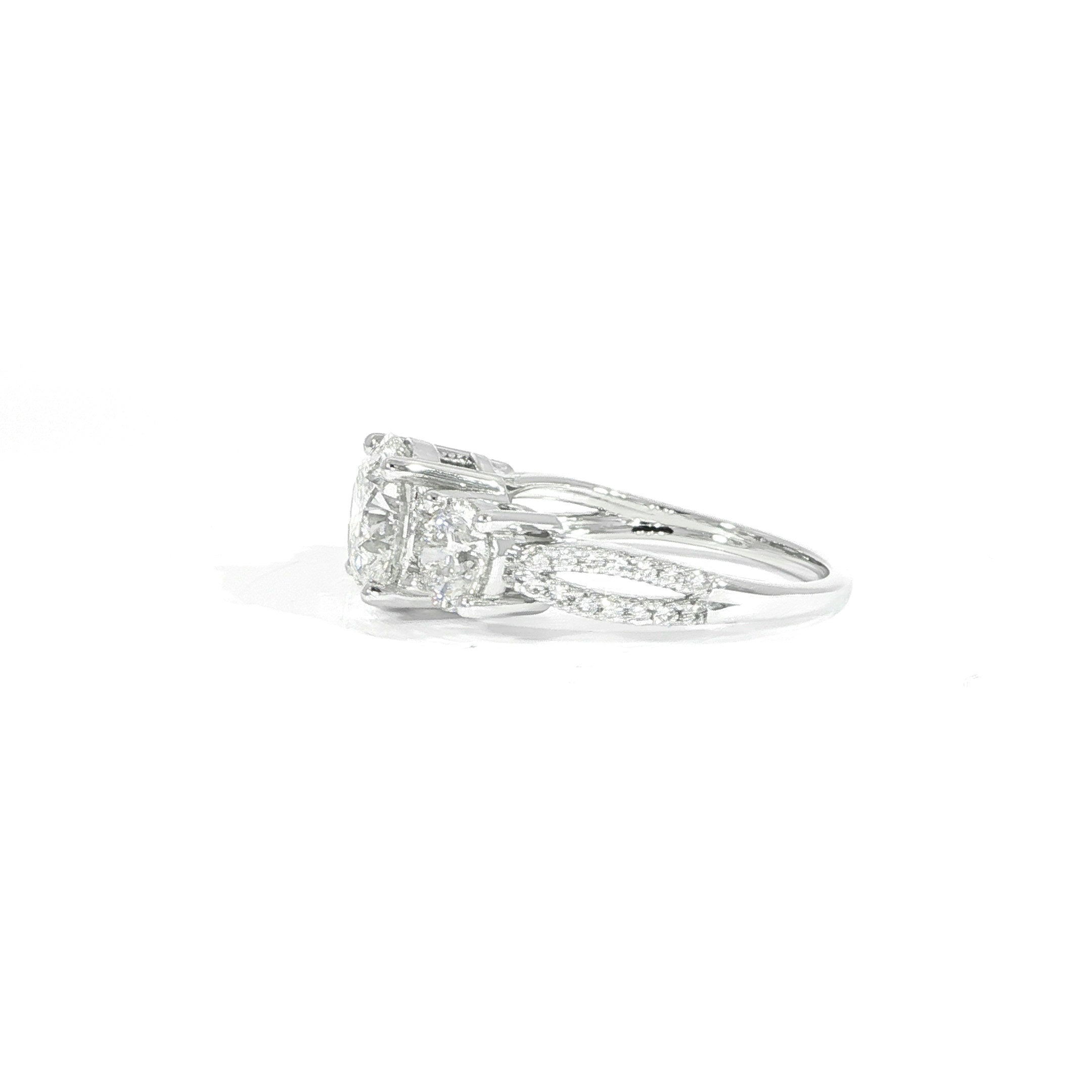 14K Three-Stone Round Diamond Ring