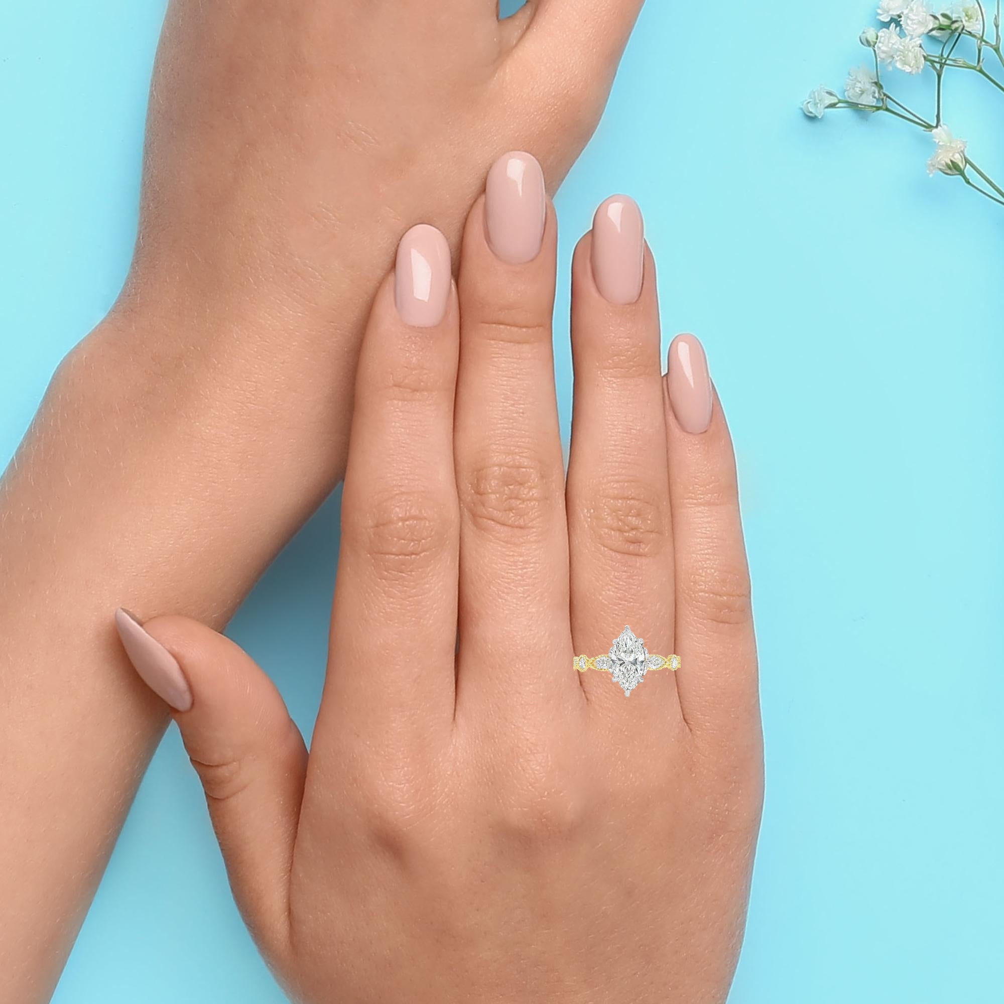 14K Marquise Diamond Vintage-Inspired Ring