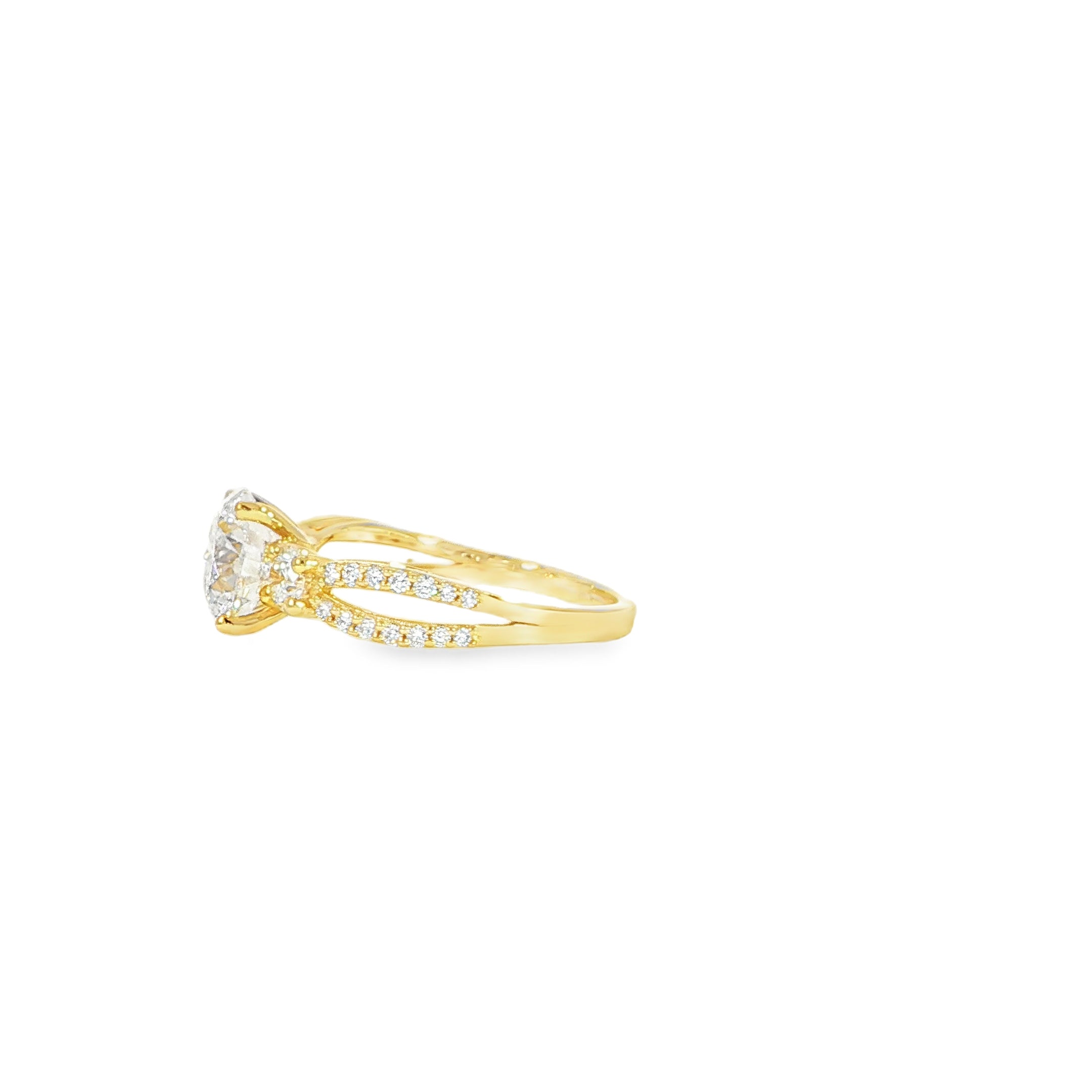 14K Split Shank Round Diamond Ring Design