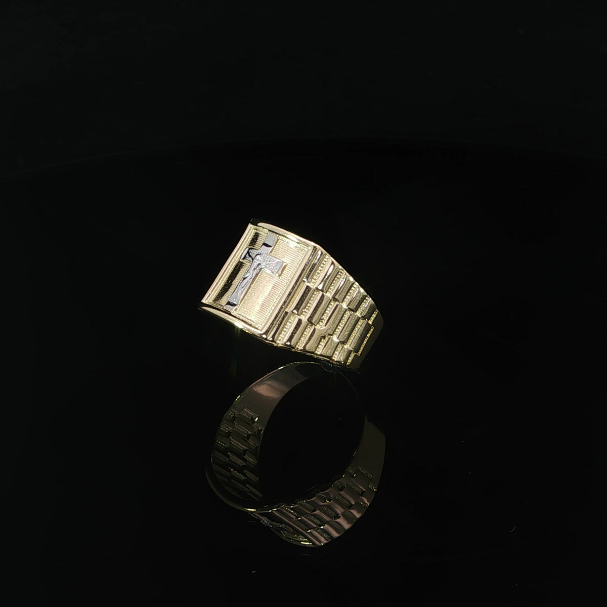 14K Yellow Gold Crucifix Ring – 13MM