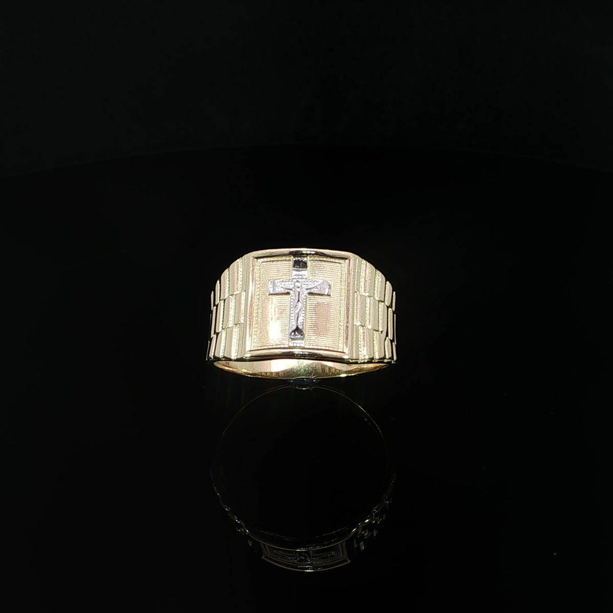 14K Yellow Gold Crucifix Ring – 13MM