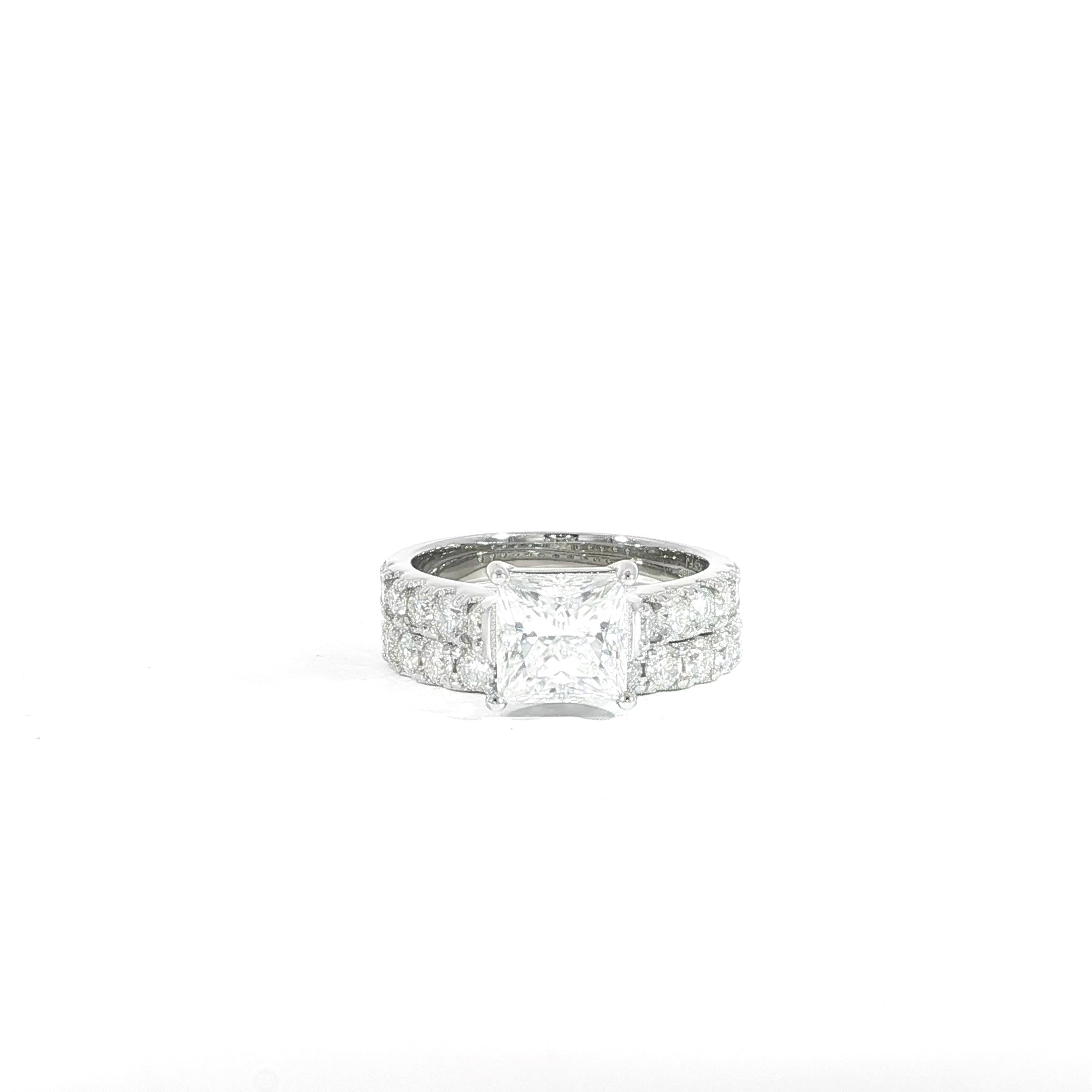 Sterling Silver 3.61CTW Princess-Cut Moissanite Engagement Ring