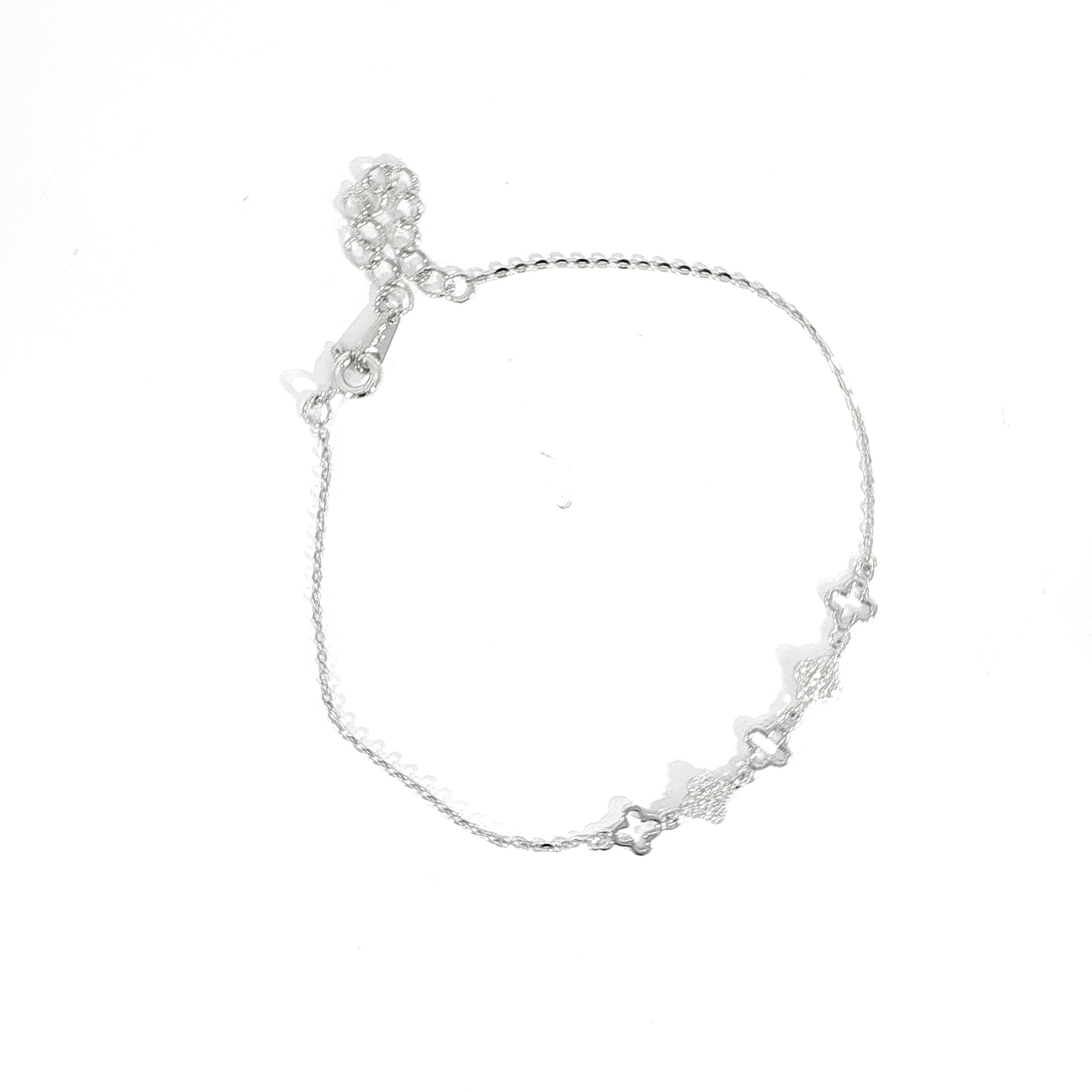 925 Silver Clover Station Bracelet