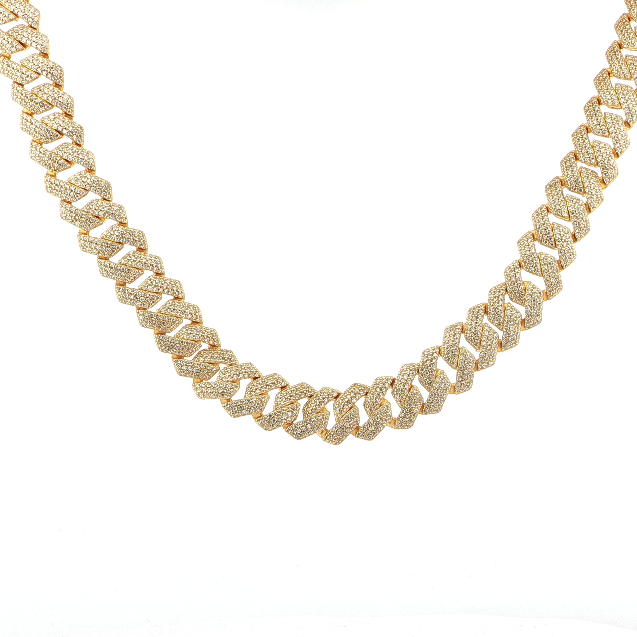 Sterling Silver Solid Miami Cuban Chain Necklace- VVS Moissanite - 14MM