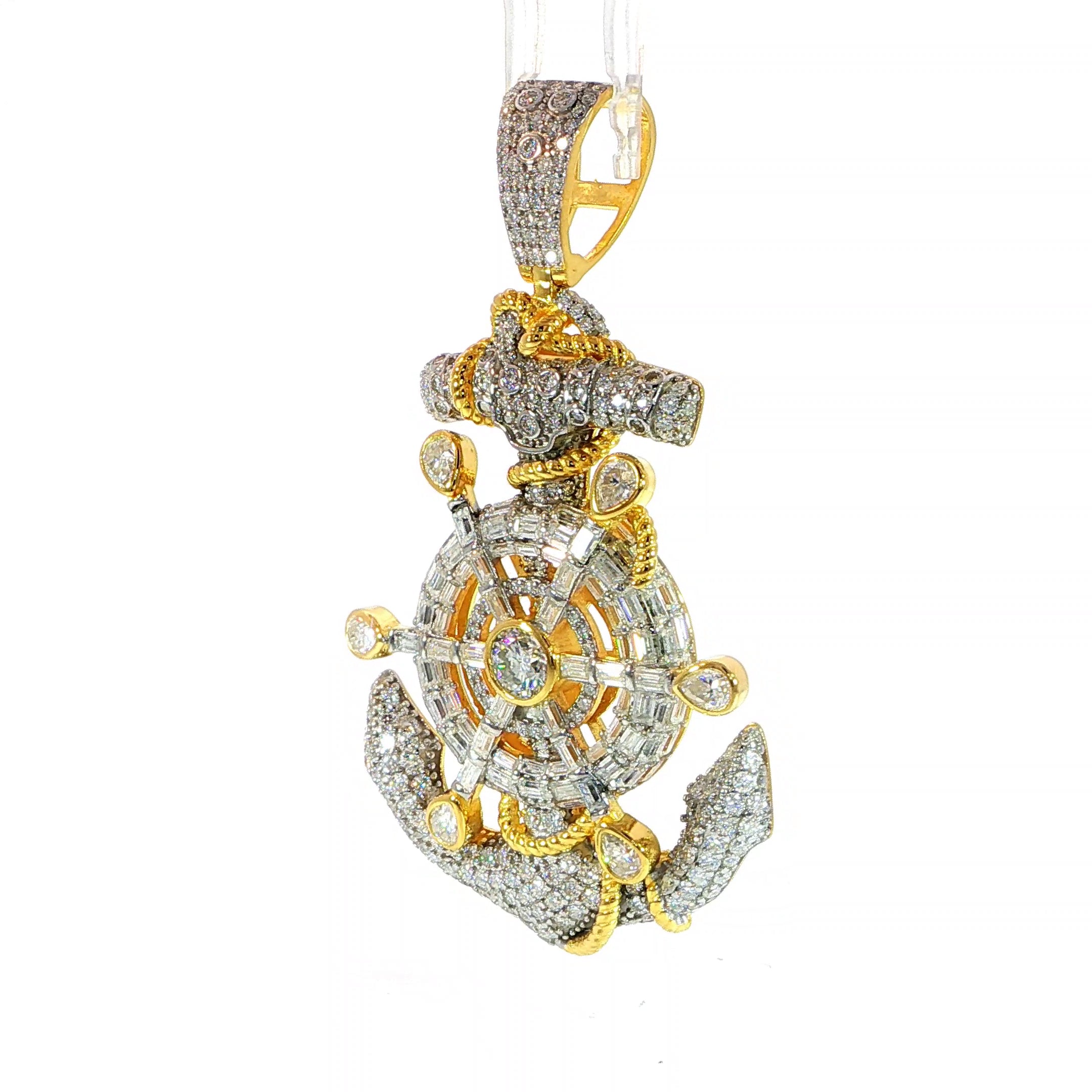 Sterling Silver Anchor Pendant – VVS Moissanite 10 CTW