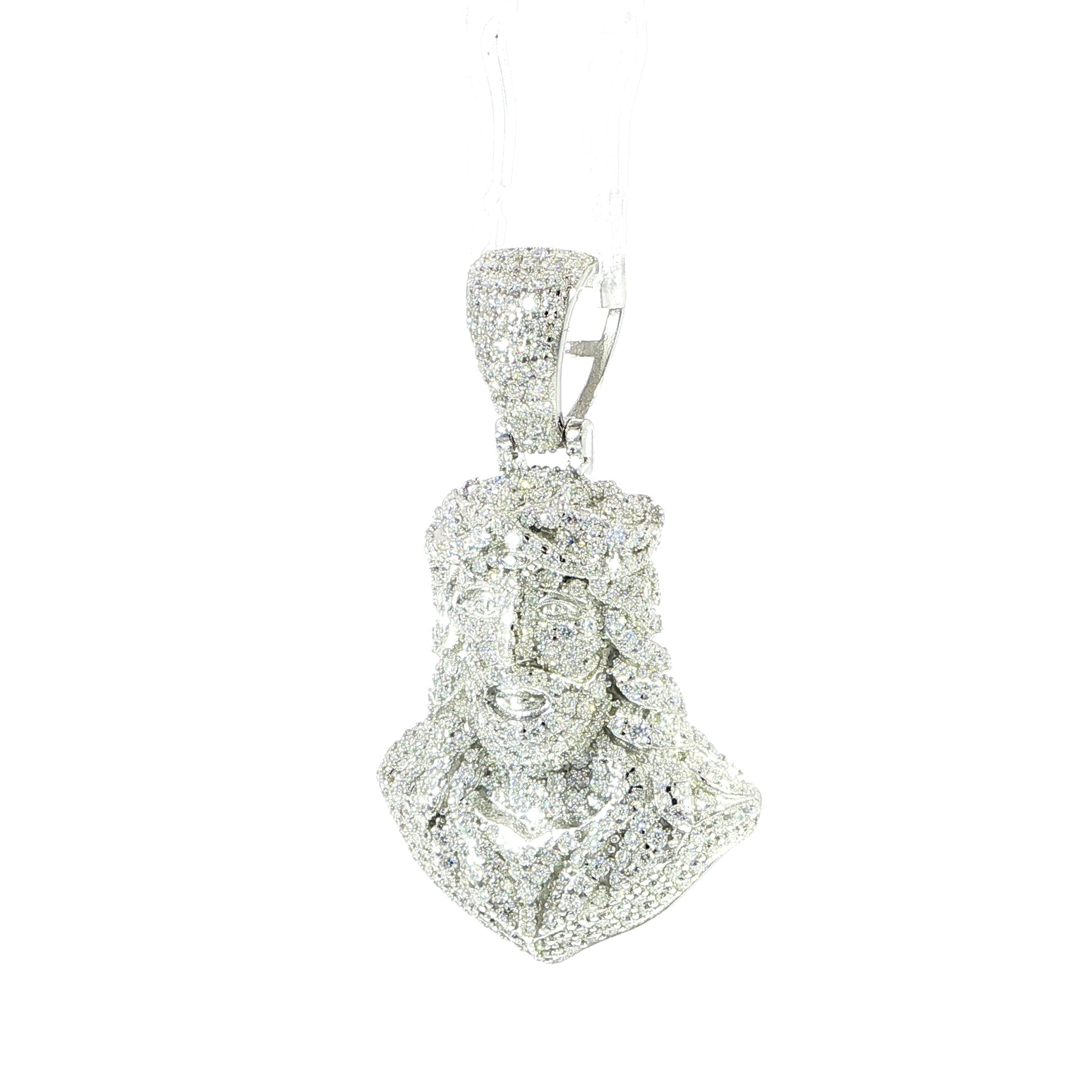 Sterling Silver Jesus Face Moissanite Pendant – 2.41ctw