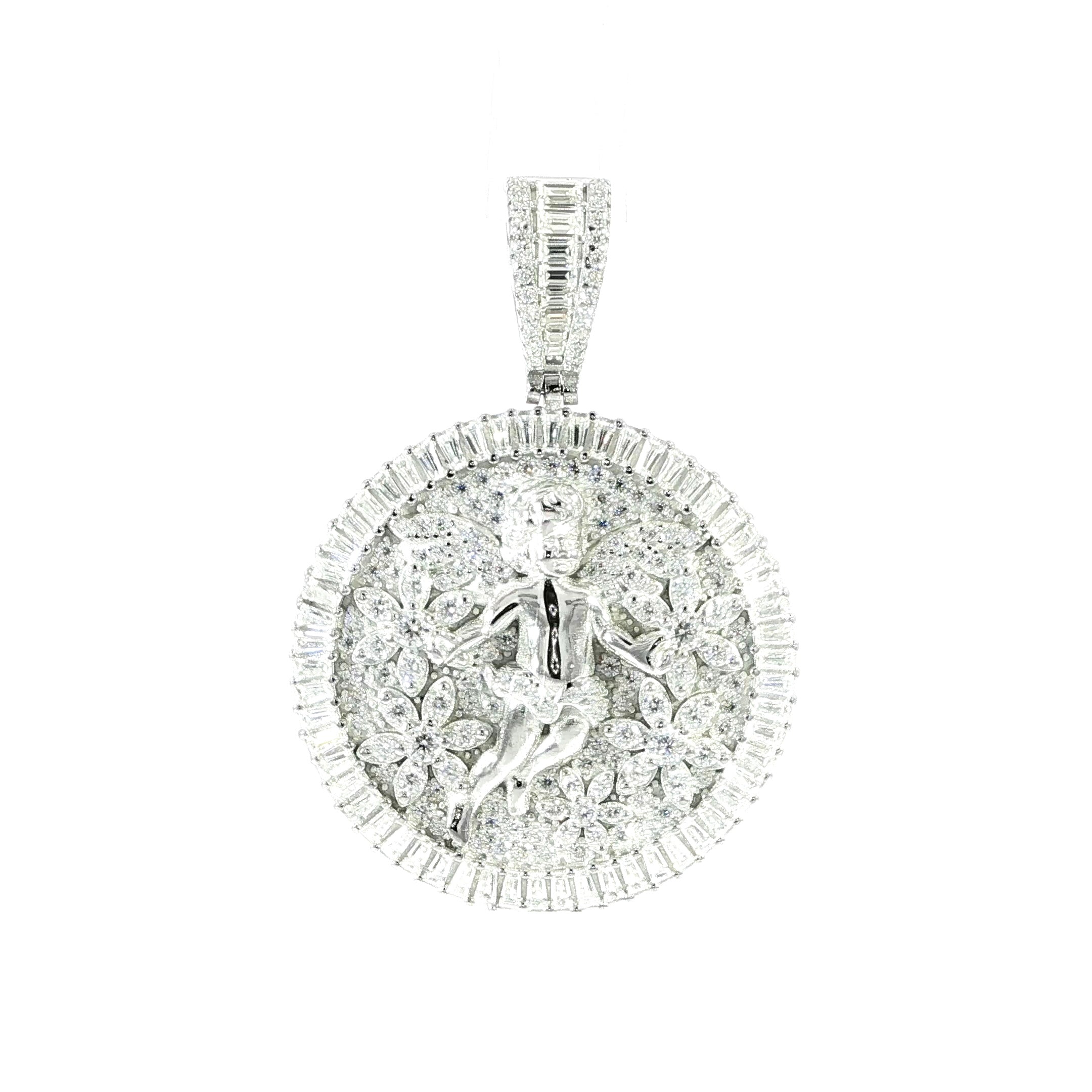 Sterling Silver Angel Round Moissanite Pendant – 5.27ctw