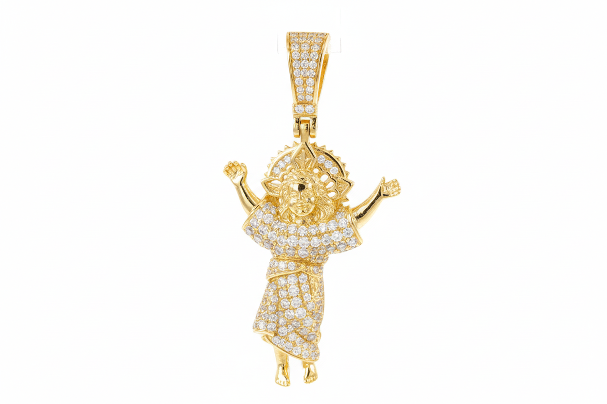 Sterling Silver Jesus Pendant – VVS Moissanite 1.5 CTW