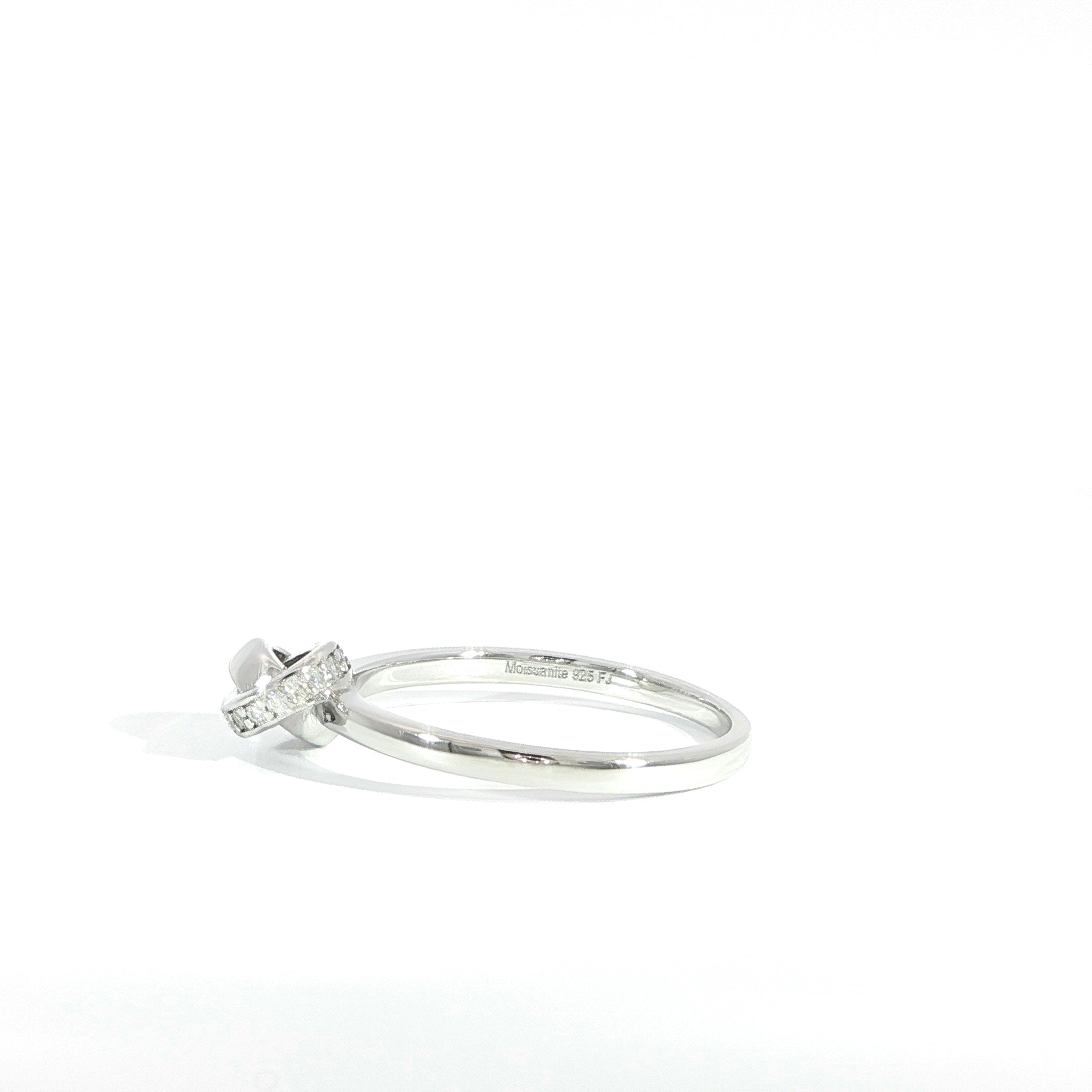 Sterling Silver Love Knot Moissanite Ring