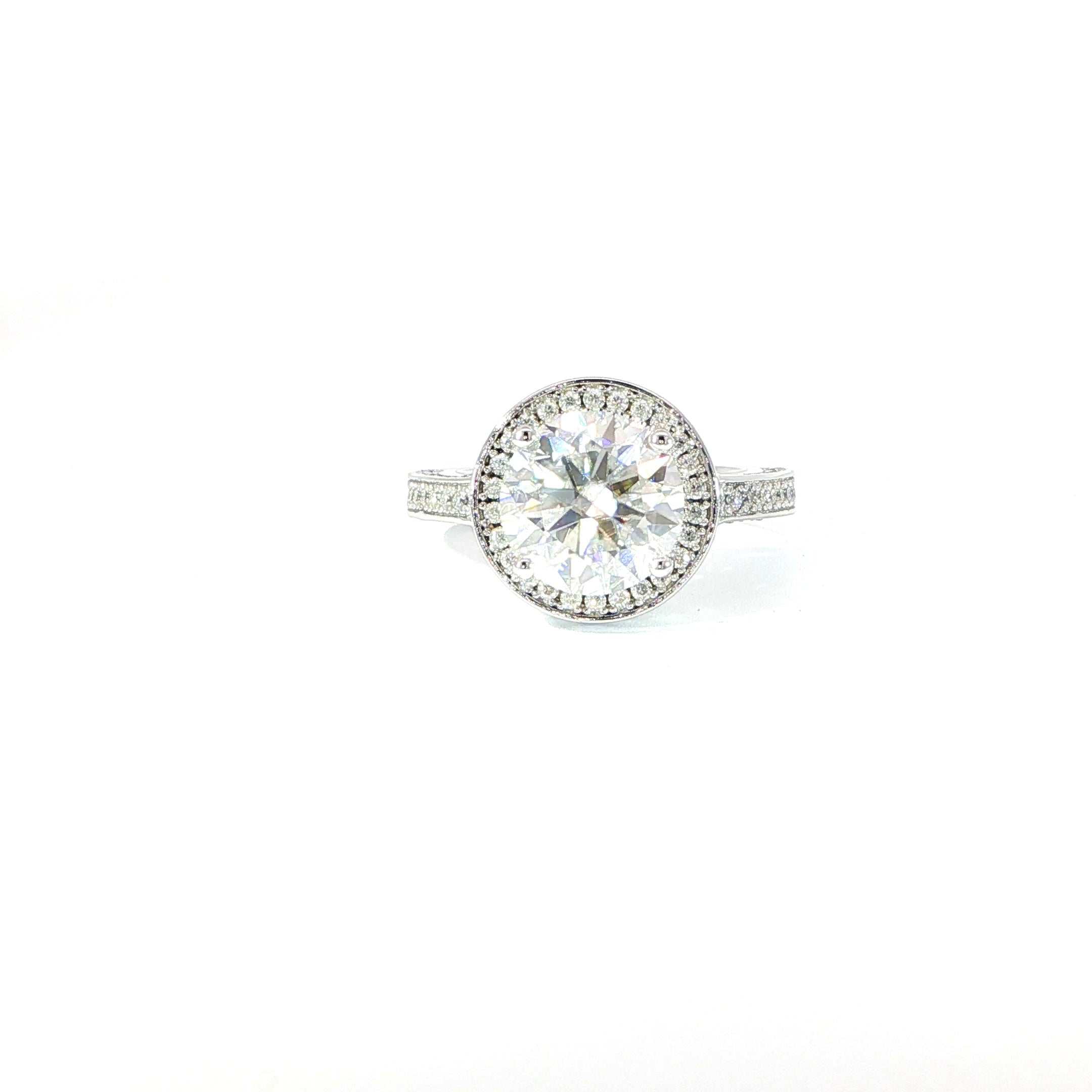 925 Sterling Silver 4 Carat VVS Moissanite Halo Engagement Ring