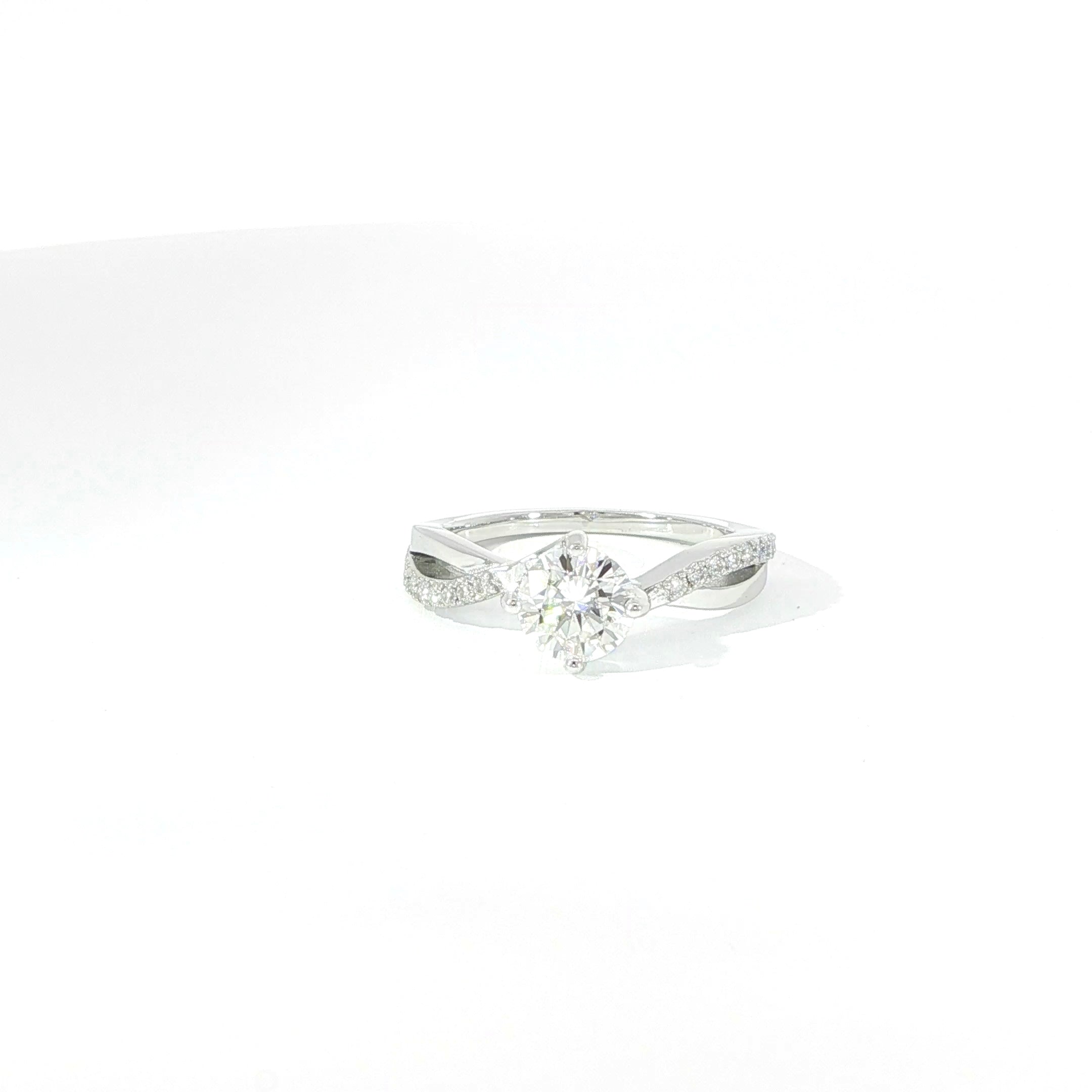925 Sterling Silver Twisted Solitaire Ring with VVS Moissanite, 1.32ctw