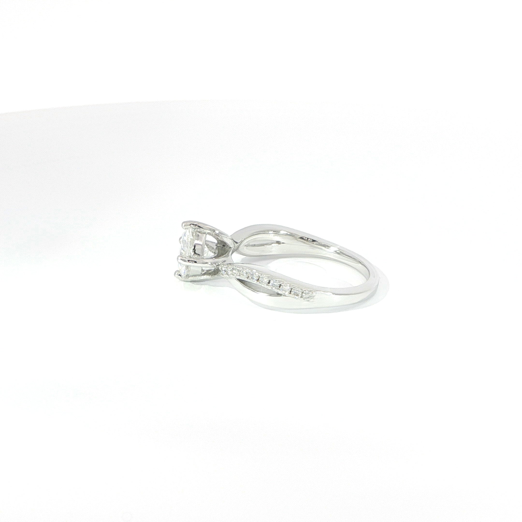 925 Sterling Silver Twisted Solitaire Ring with VVS Moissanite, 1.32ctw