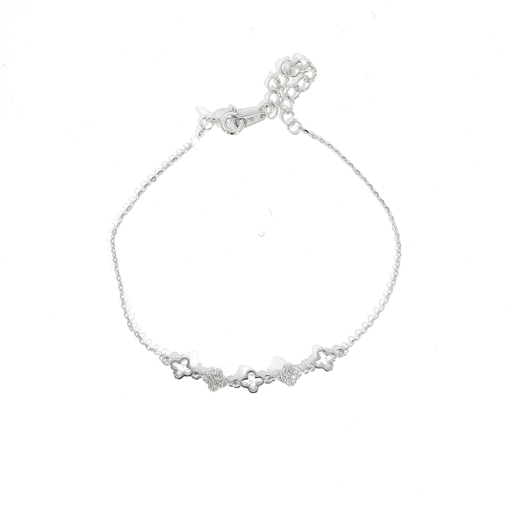 925 Silver Clover Station Bracelet